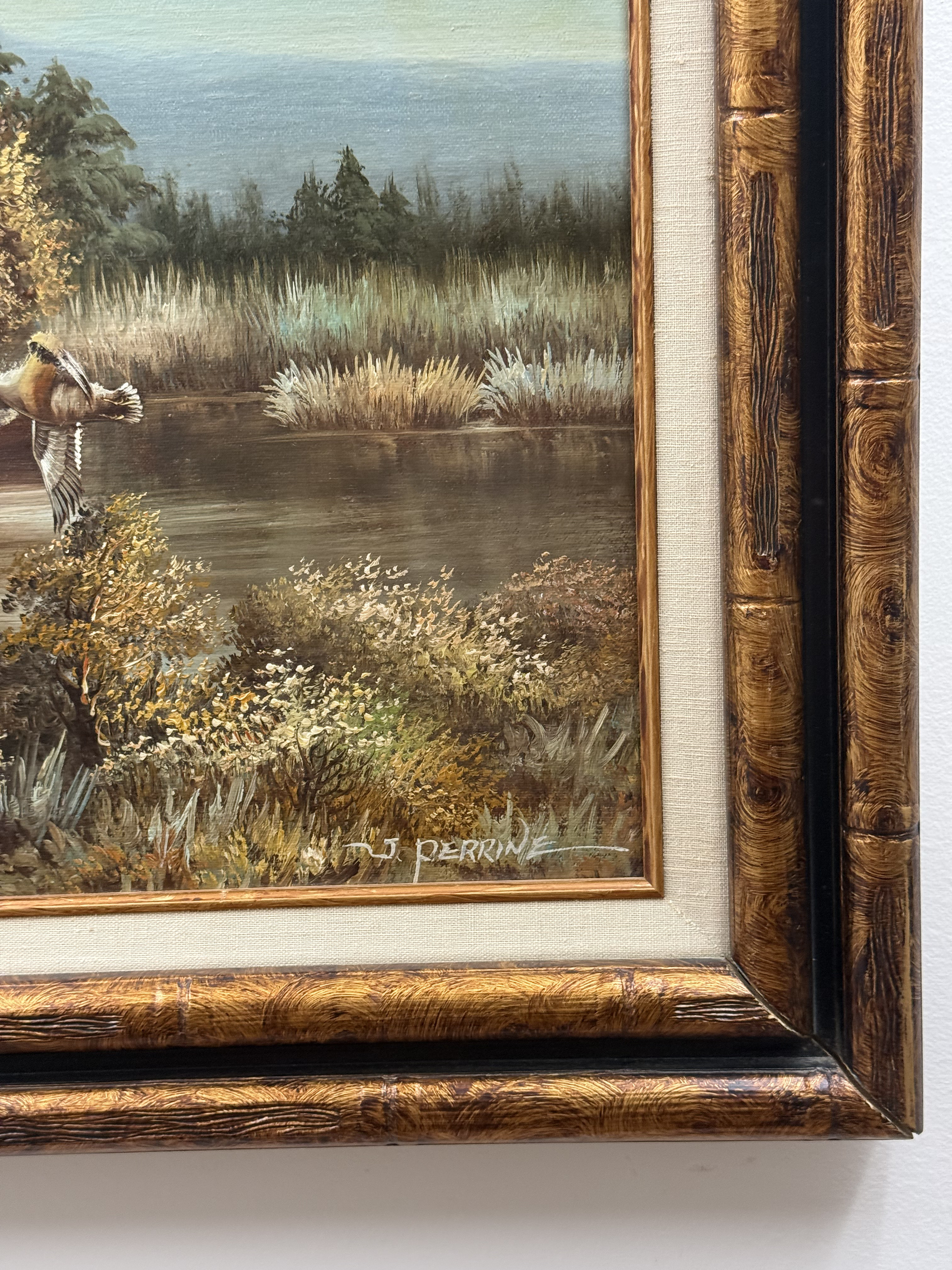 J. Perrine Oil Landscape with Ducks