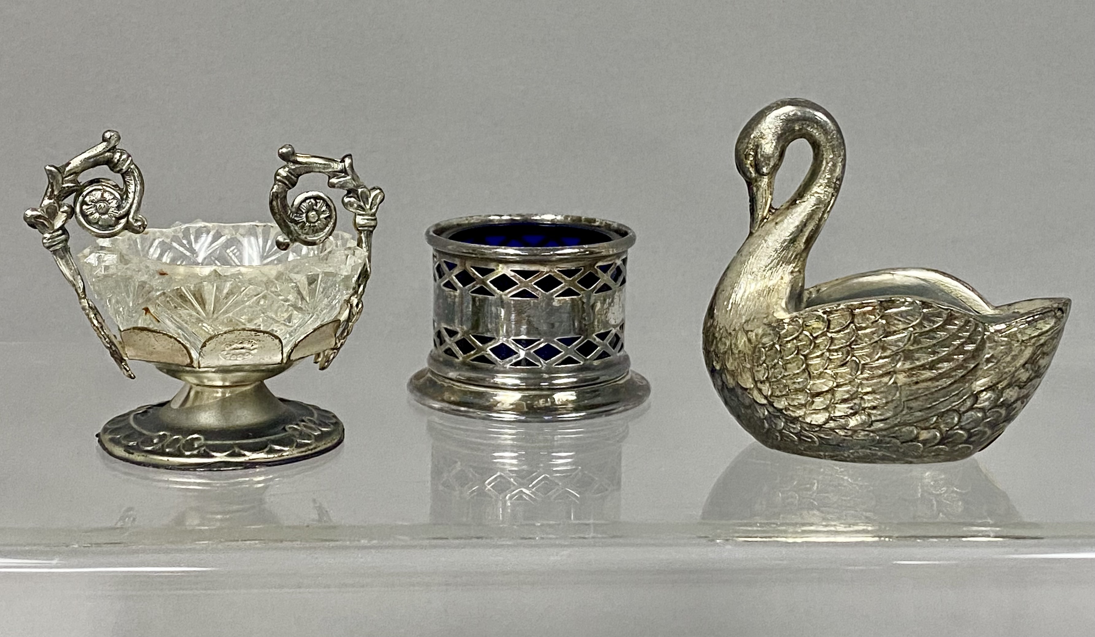 Three Vintage Silver-Plated Salt Cellars