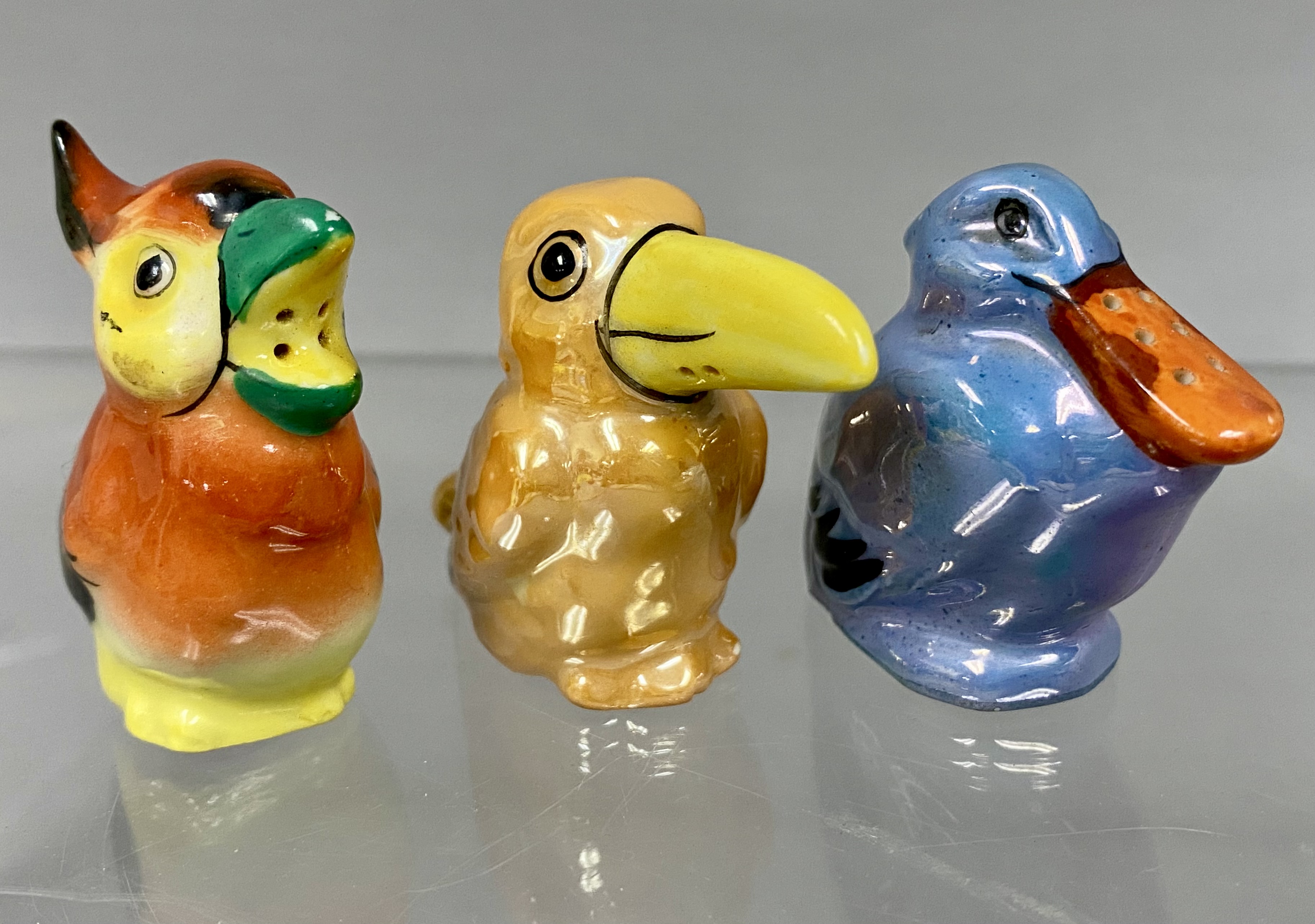 Japan Lusterware Bird Condiment Shakers