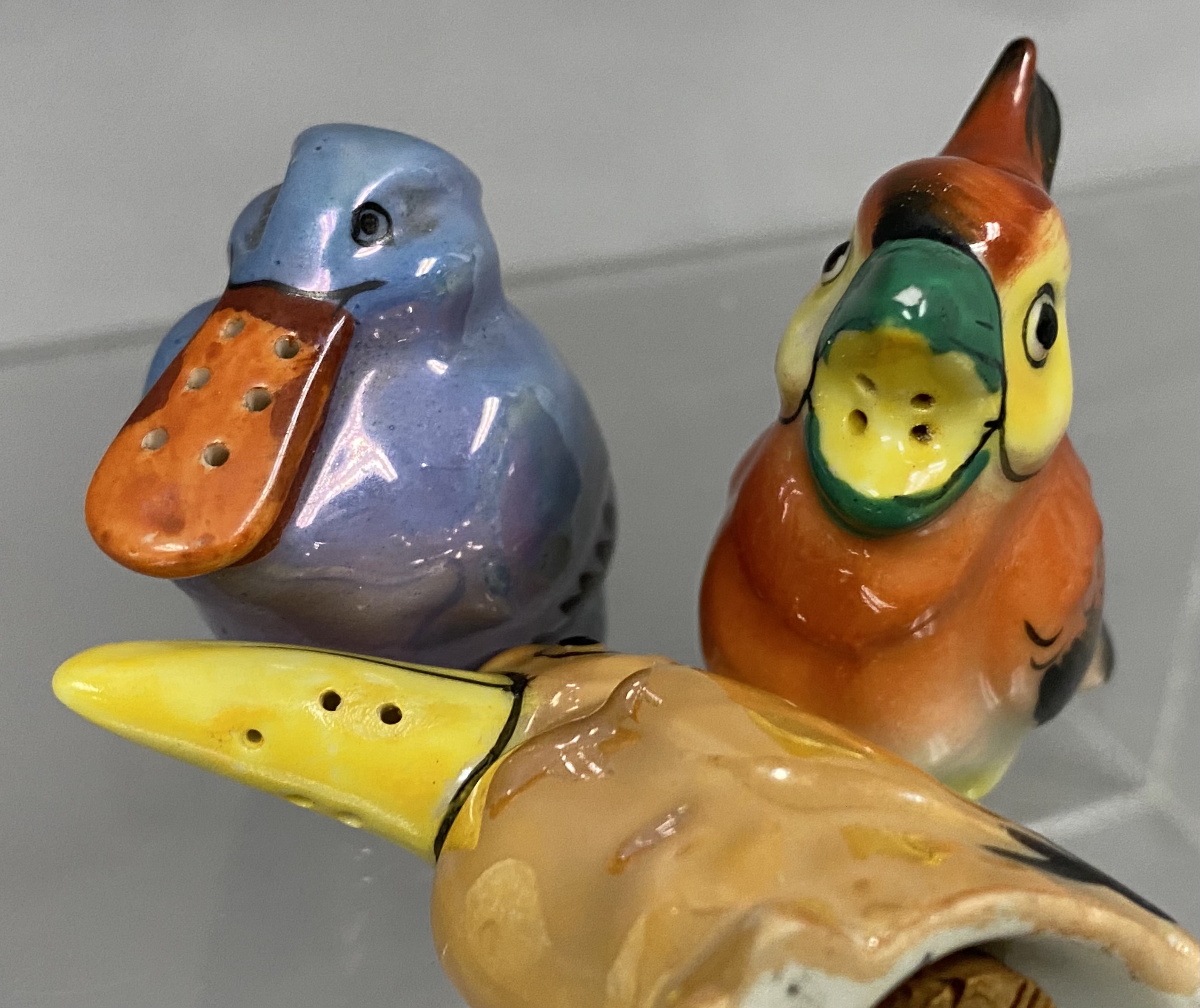 Japan Lusterware Bird Condiment Shakers