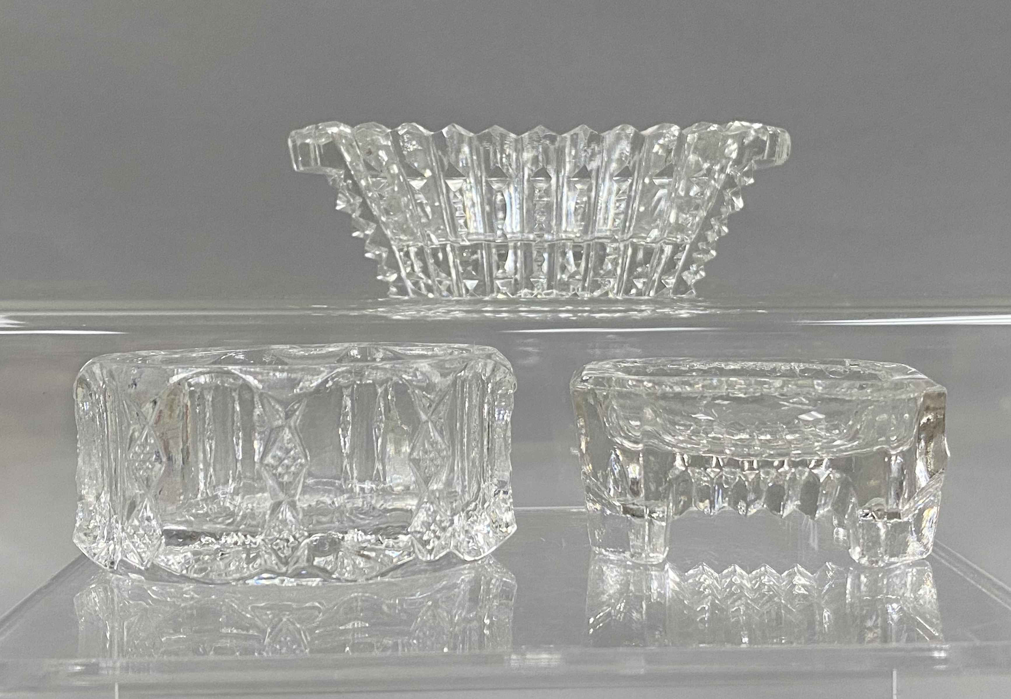 Three Antique Cut Glass Salt Cellars