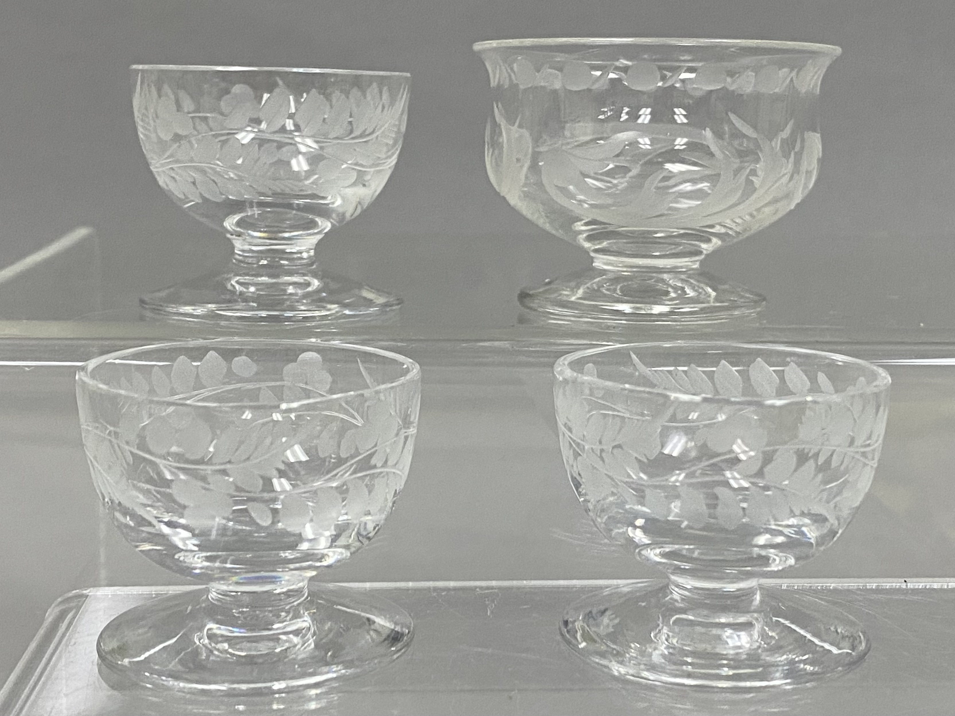 Four Etched Glass Bowls
