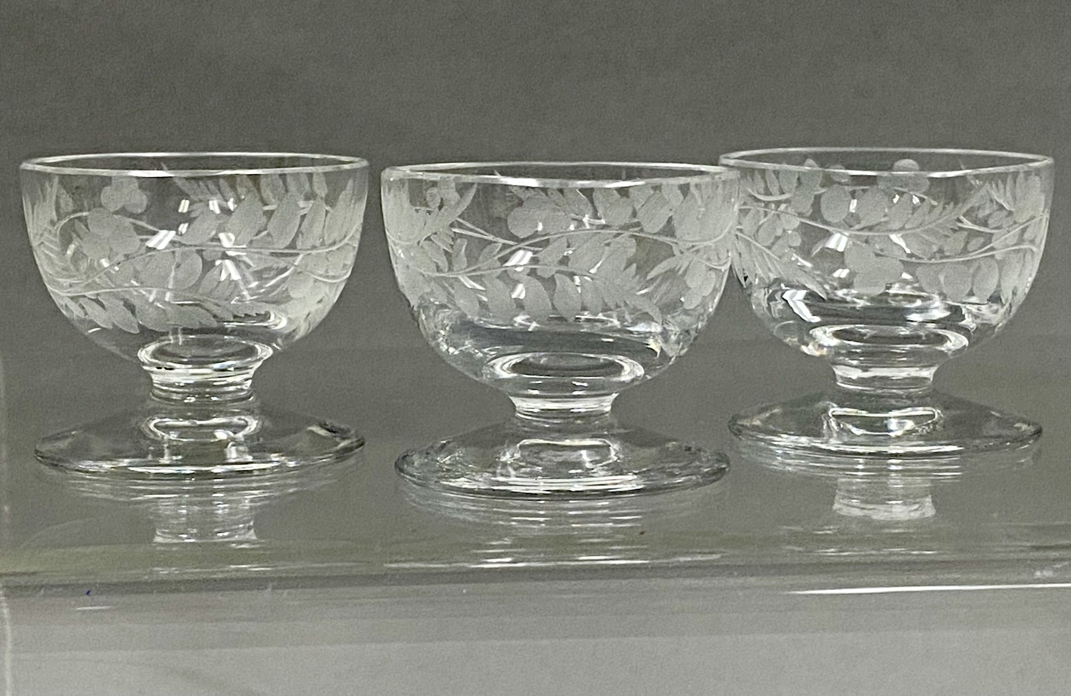 Four Etched Glass Bowls