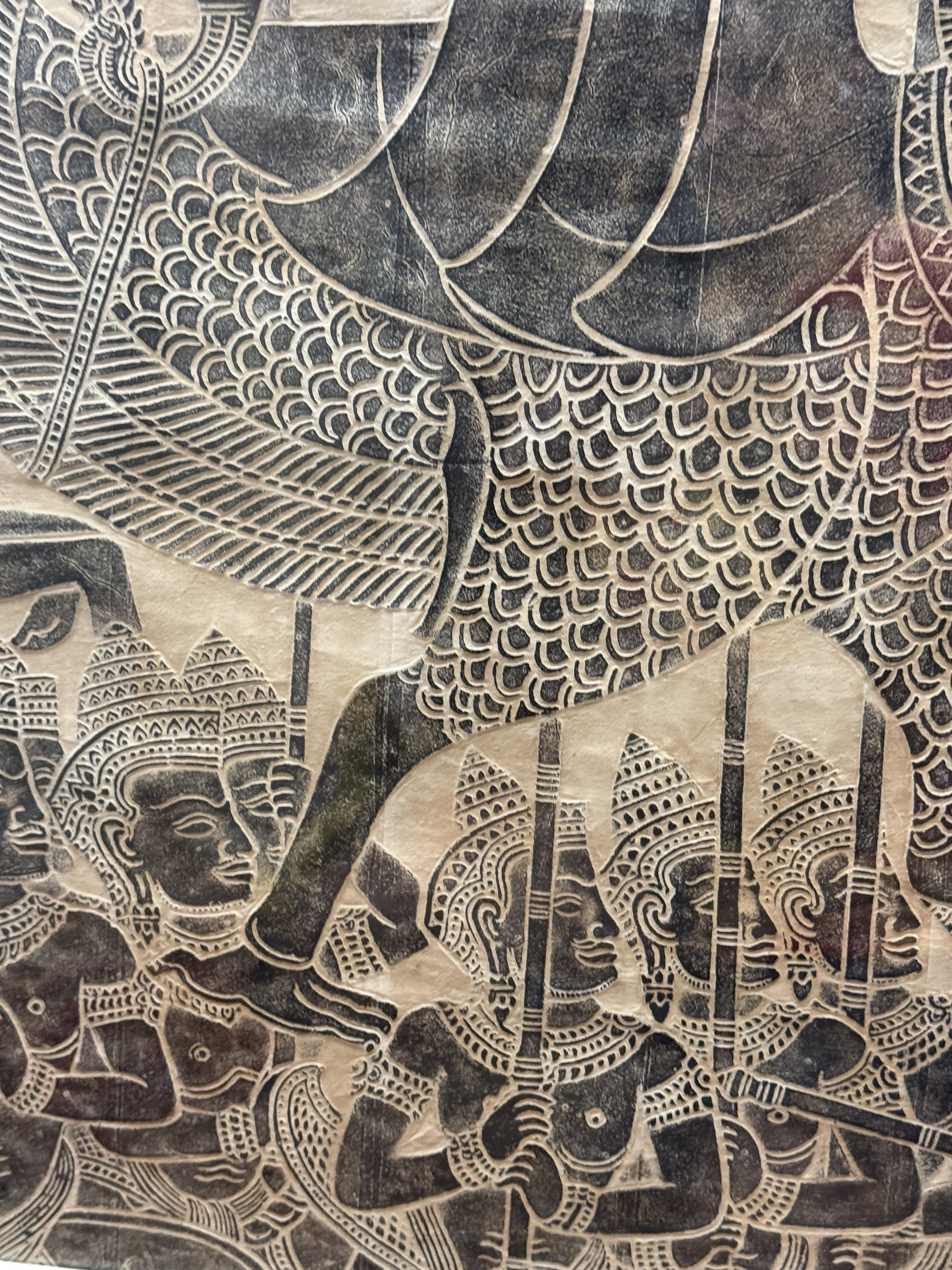 Large Cambodian Angkor Wat Temple Rubbing