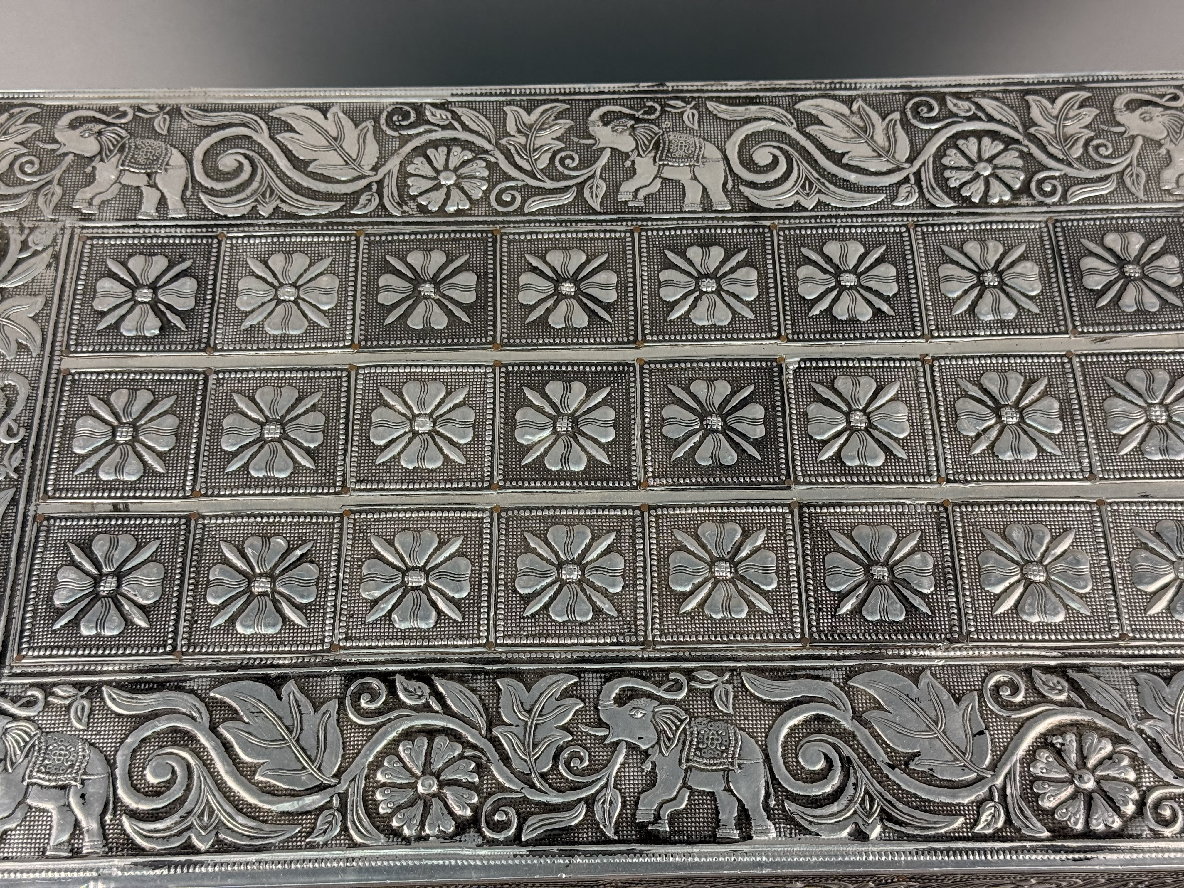 Indian Embossed Metal-Clad Wooden Trunk
