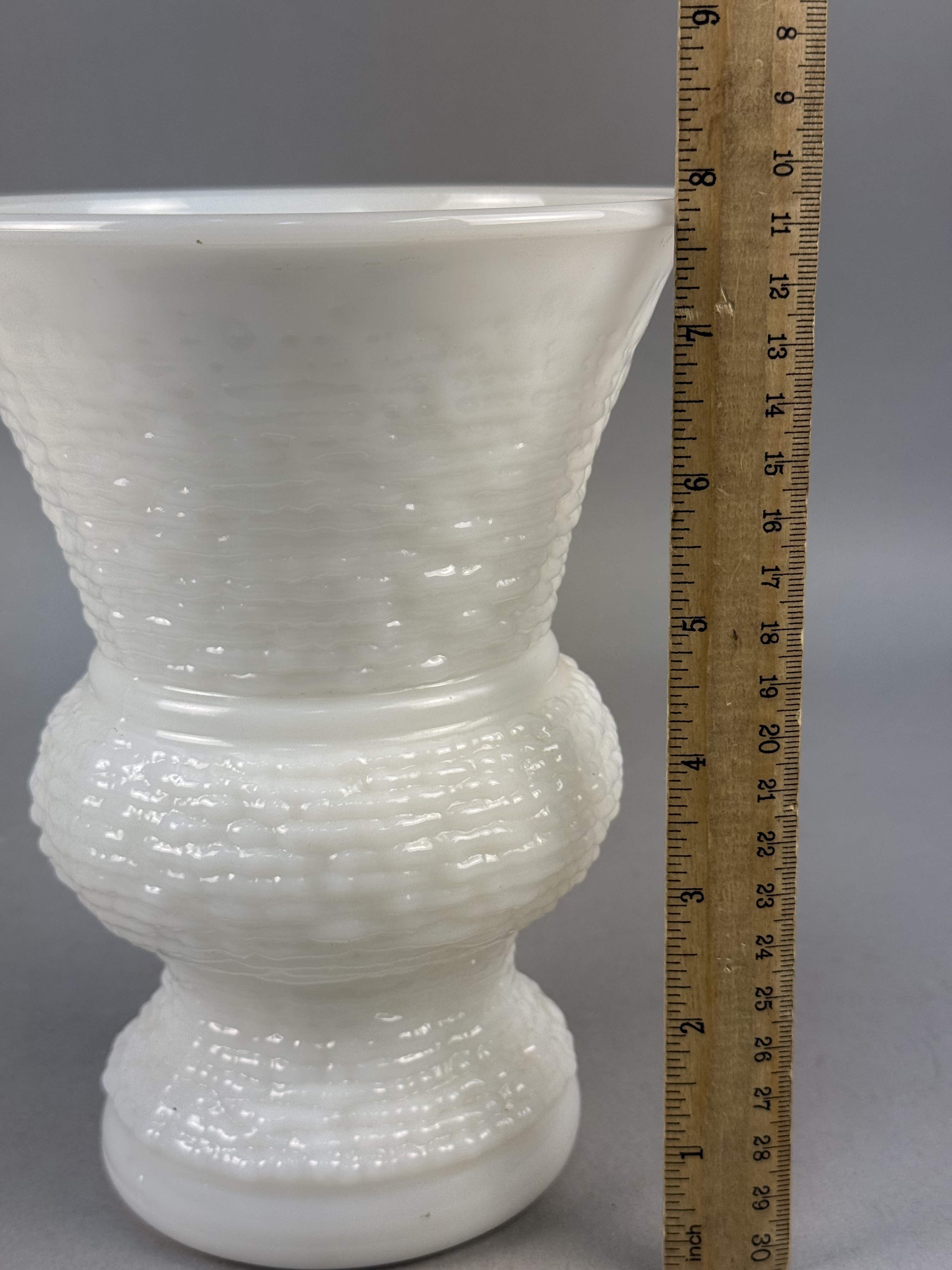 NAPCO Basketweave Milk Glass Vase