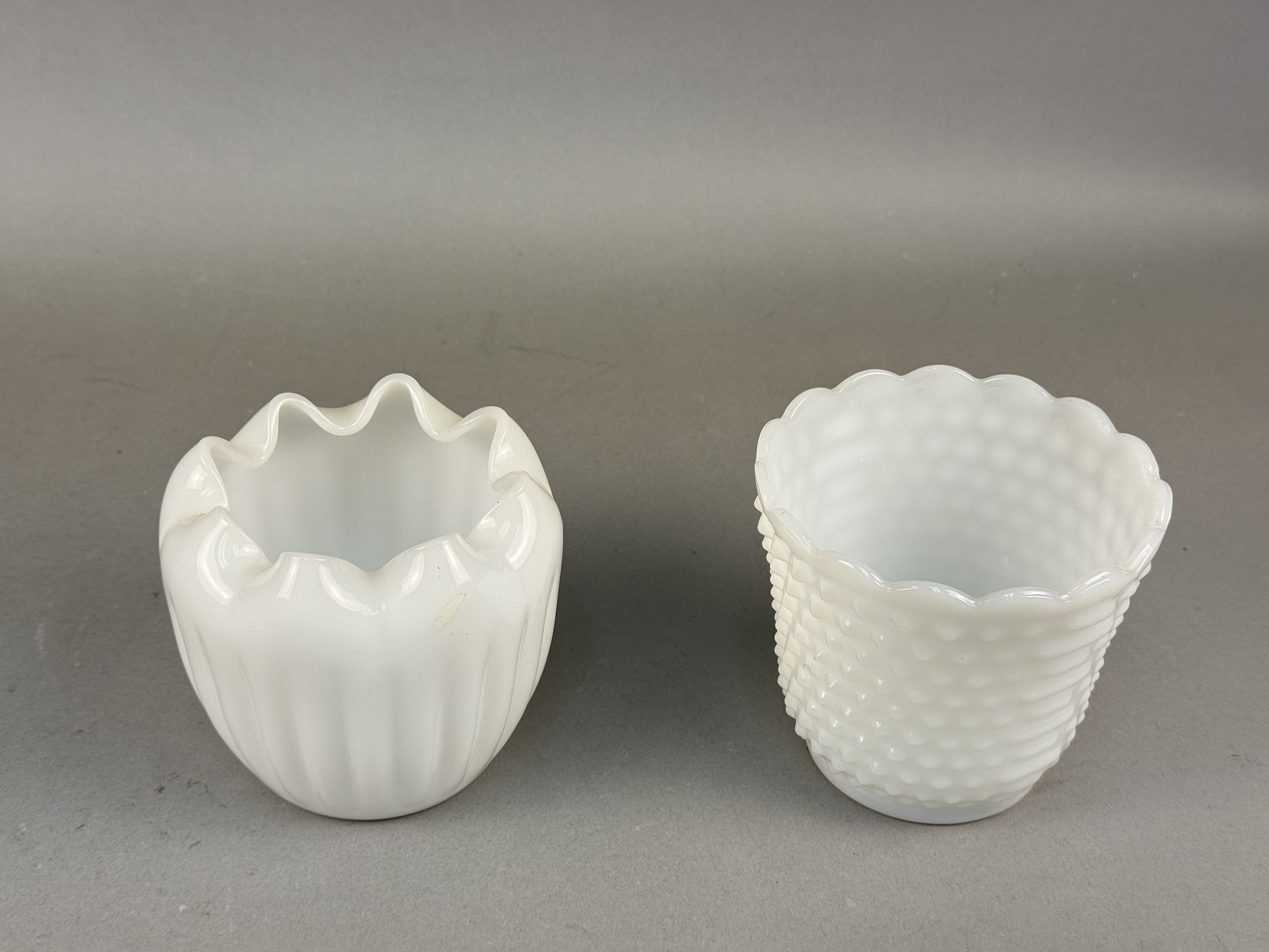 Fire-King and Hobnail Milk Glass Planters