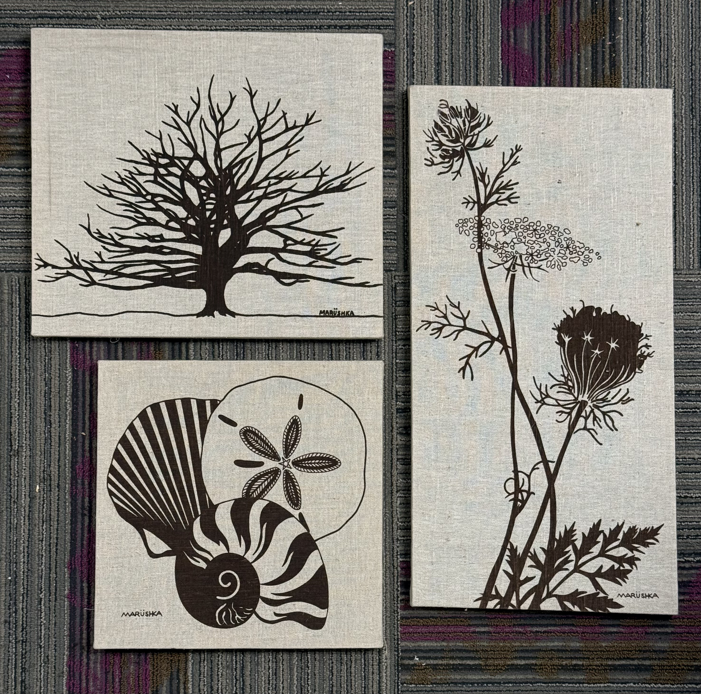 A Trio of Marüshka Screened Linen Prints