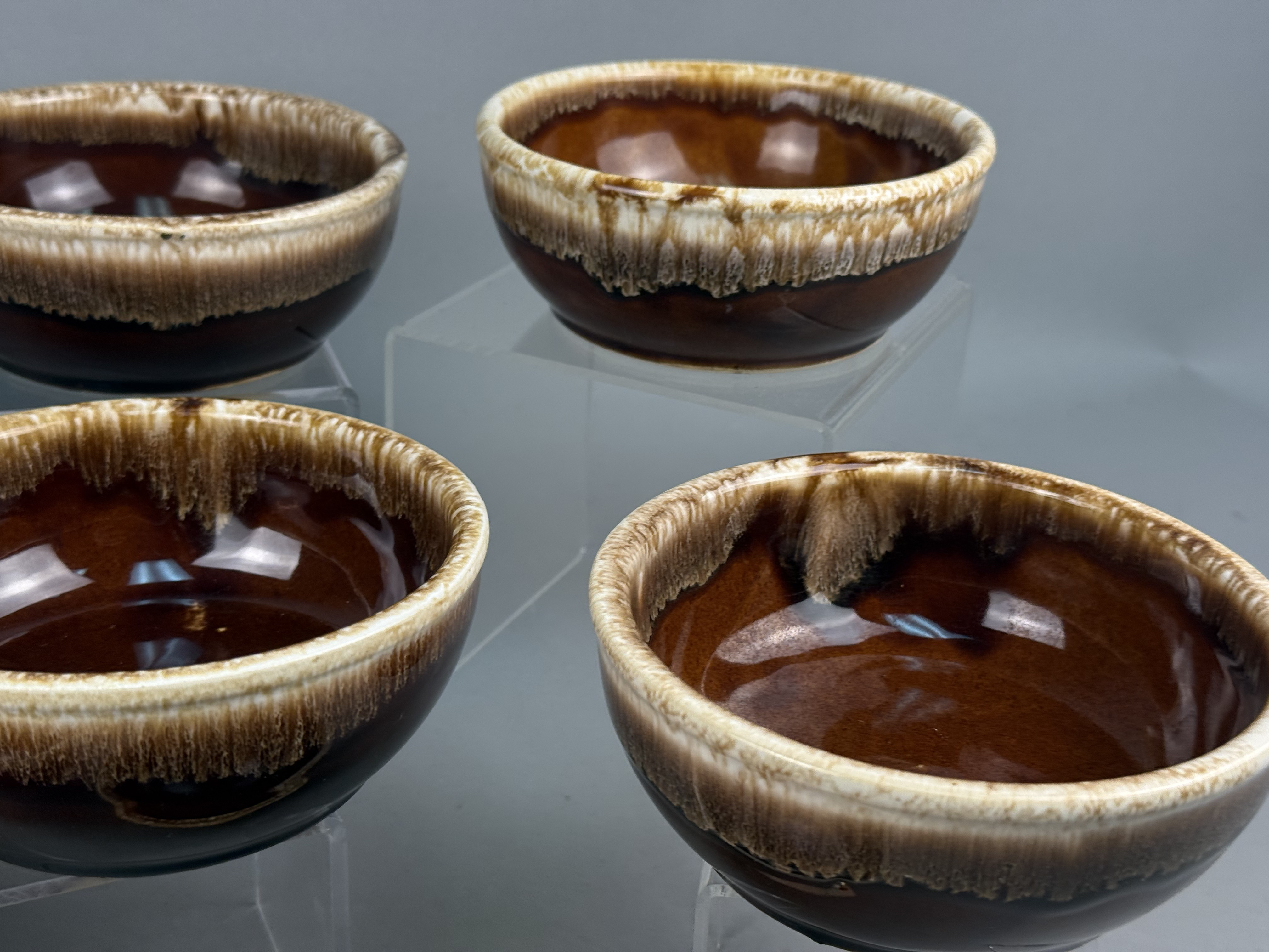Set of Ten Nelson McCoy Brown Drip Bowls