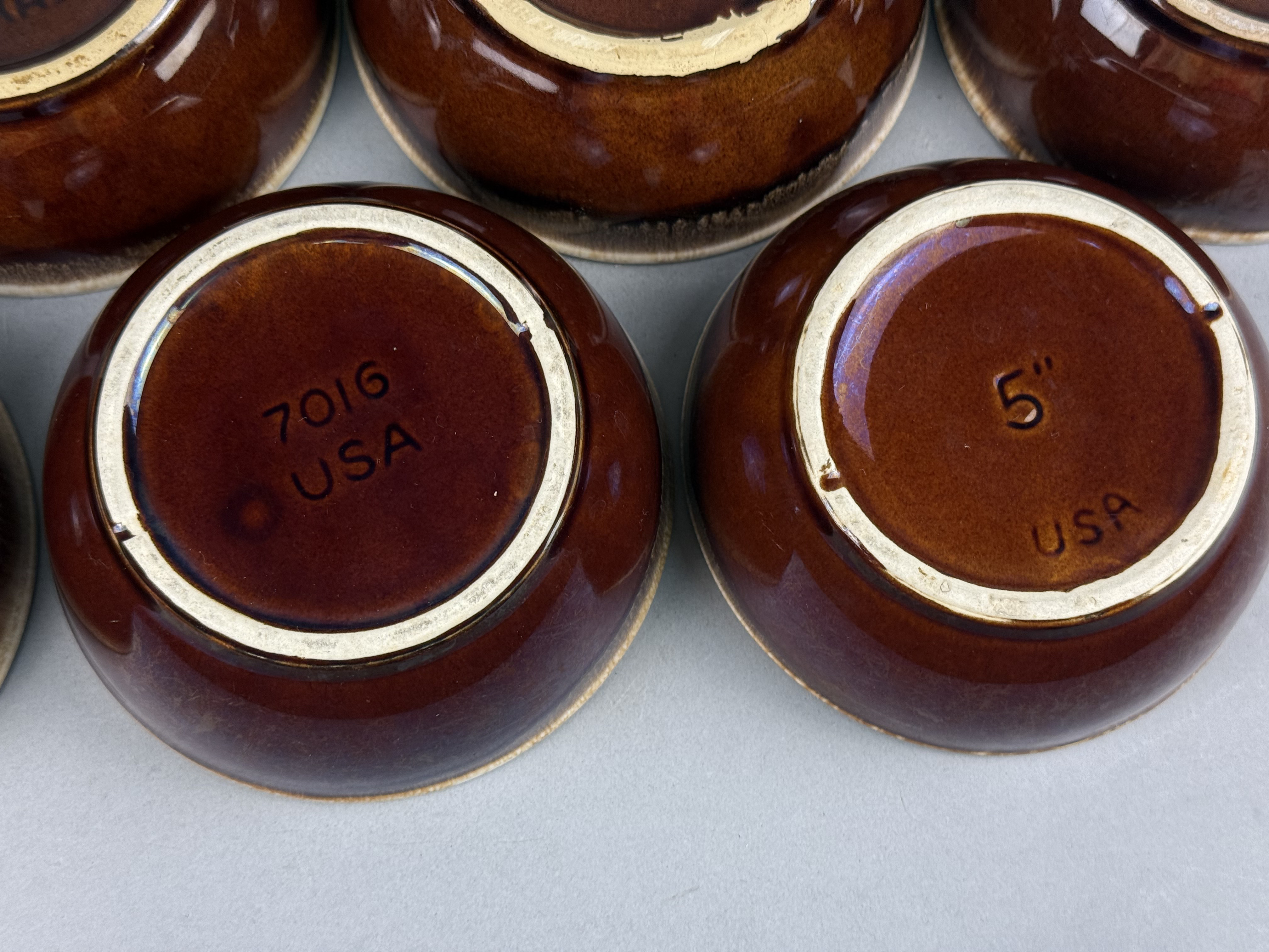 Set of Ten Nelson McCoy Brown Drip Bowls