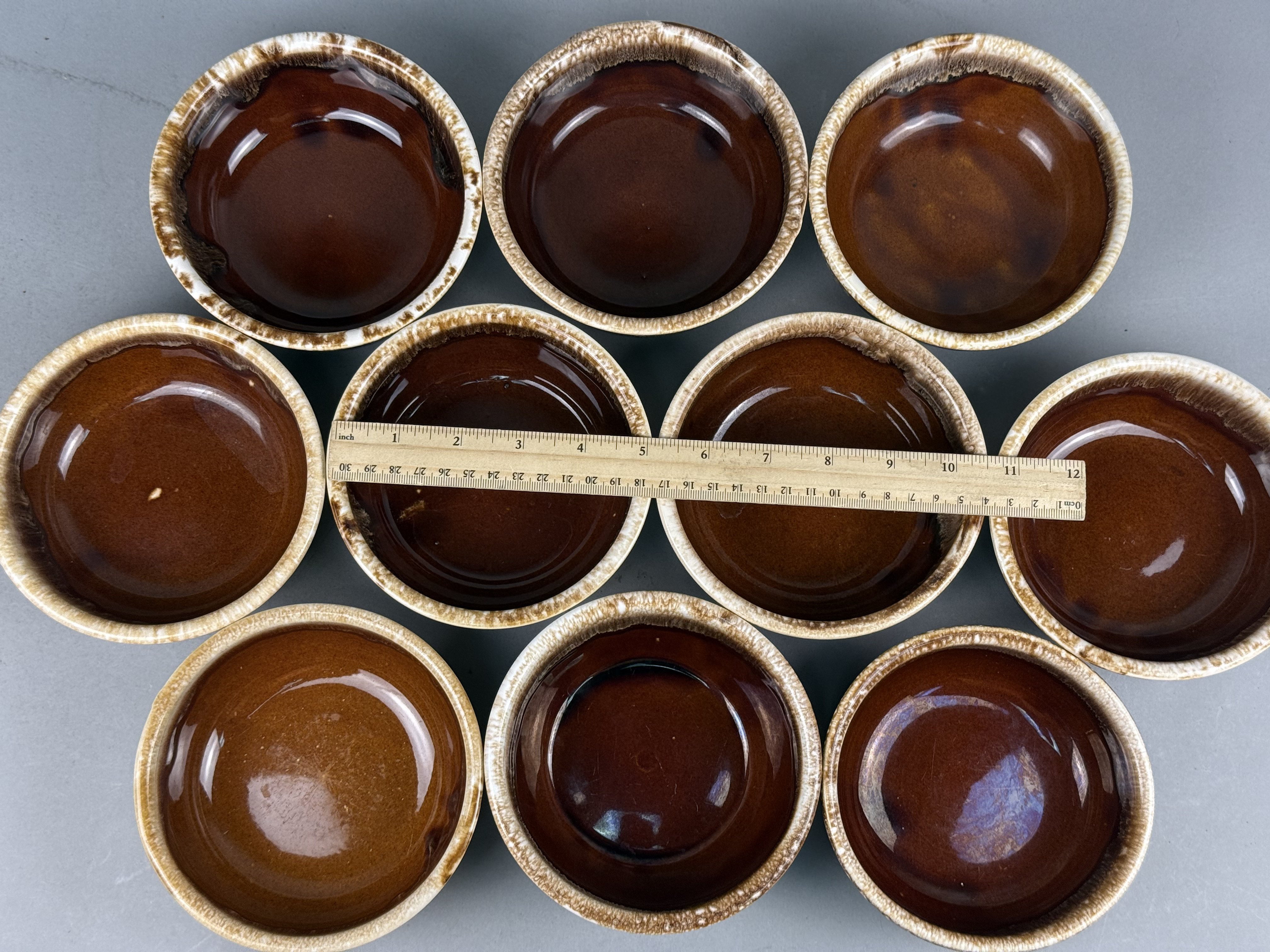 Set of Ten Nelson McCoy Brown Drip Bowls