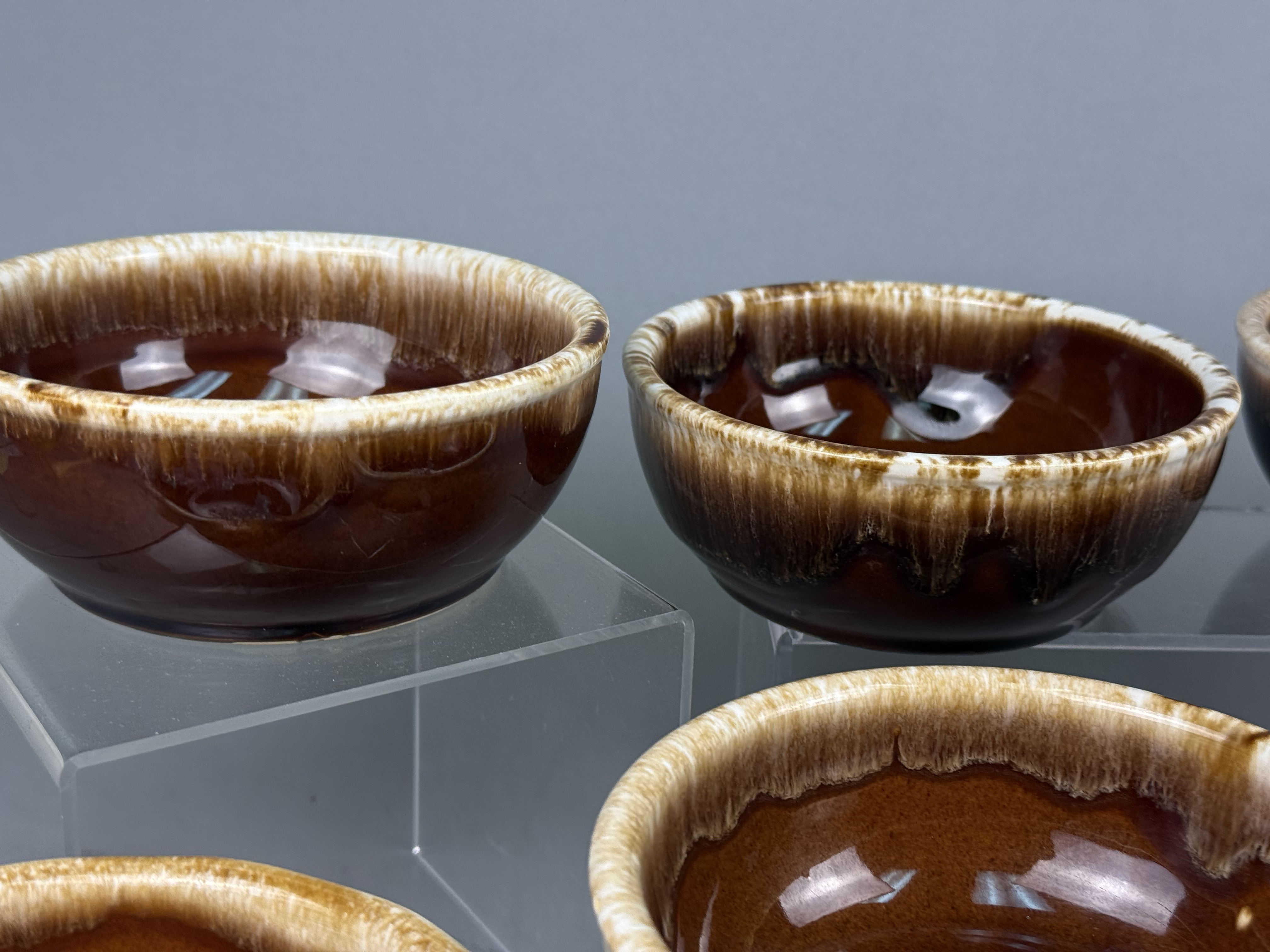 Set of Ten Nelson McCoy Brown Drip Bowls
