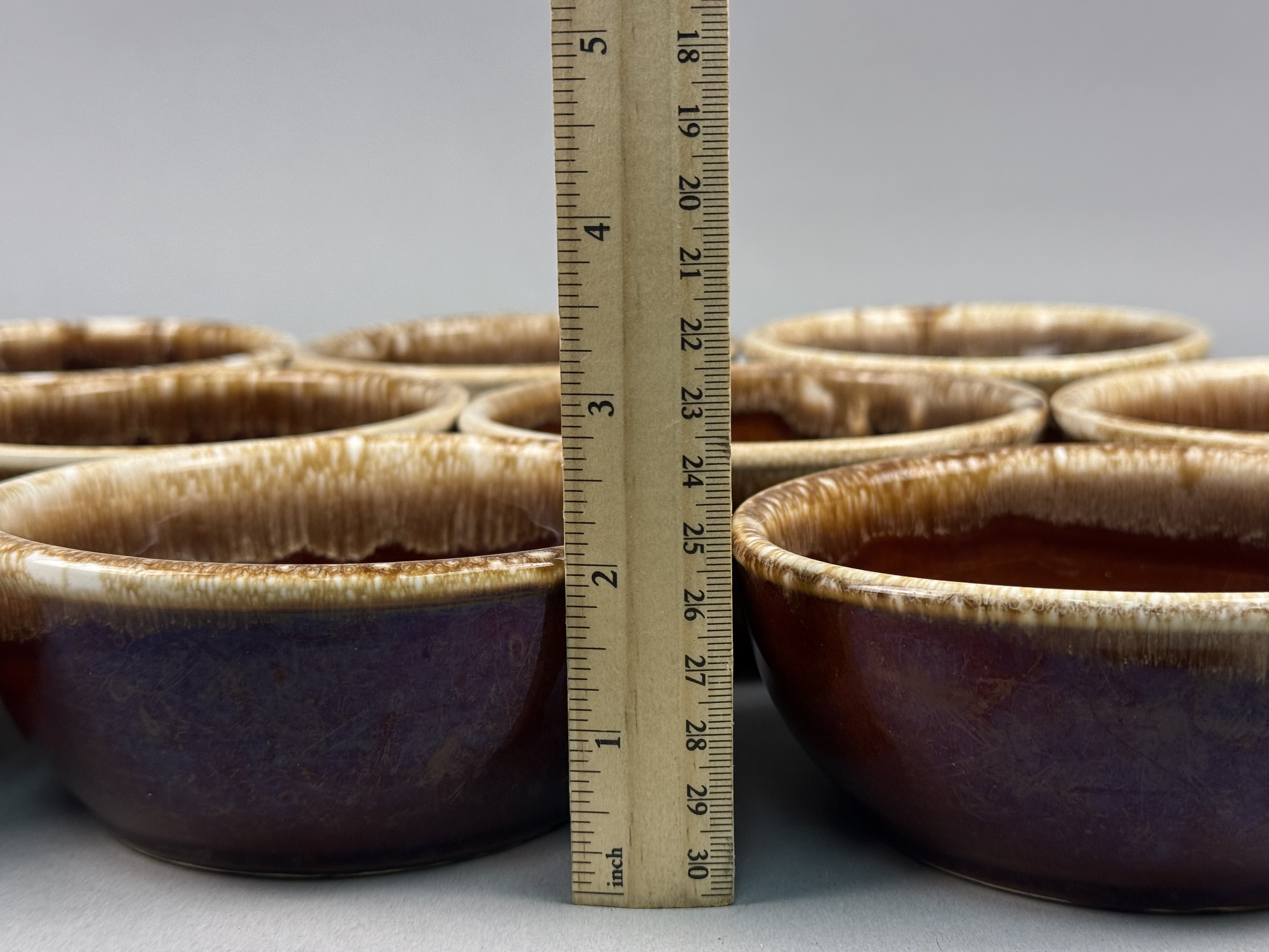 Set of Ten Nelson McCoy Brown Drip Bowls