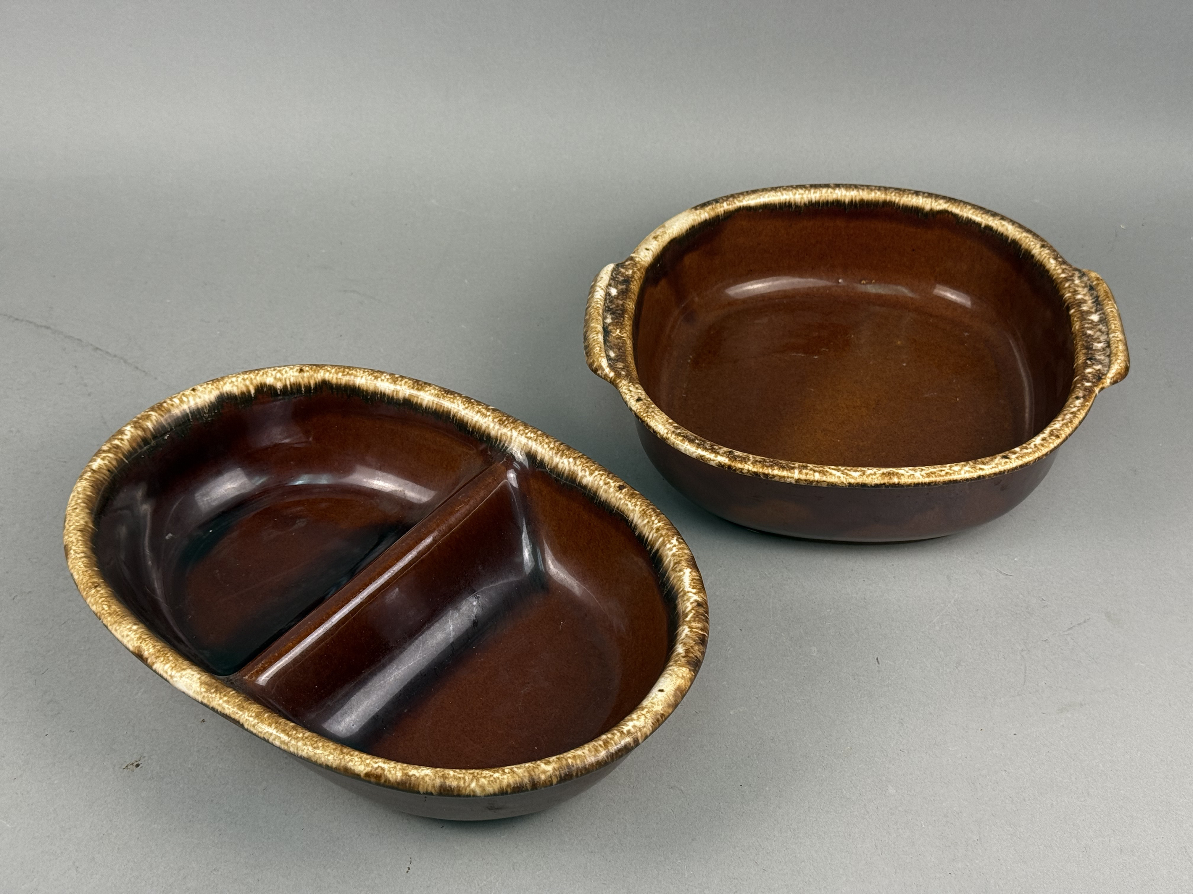 Hull Brown Drip Serving Dishes