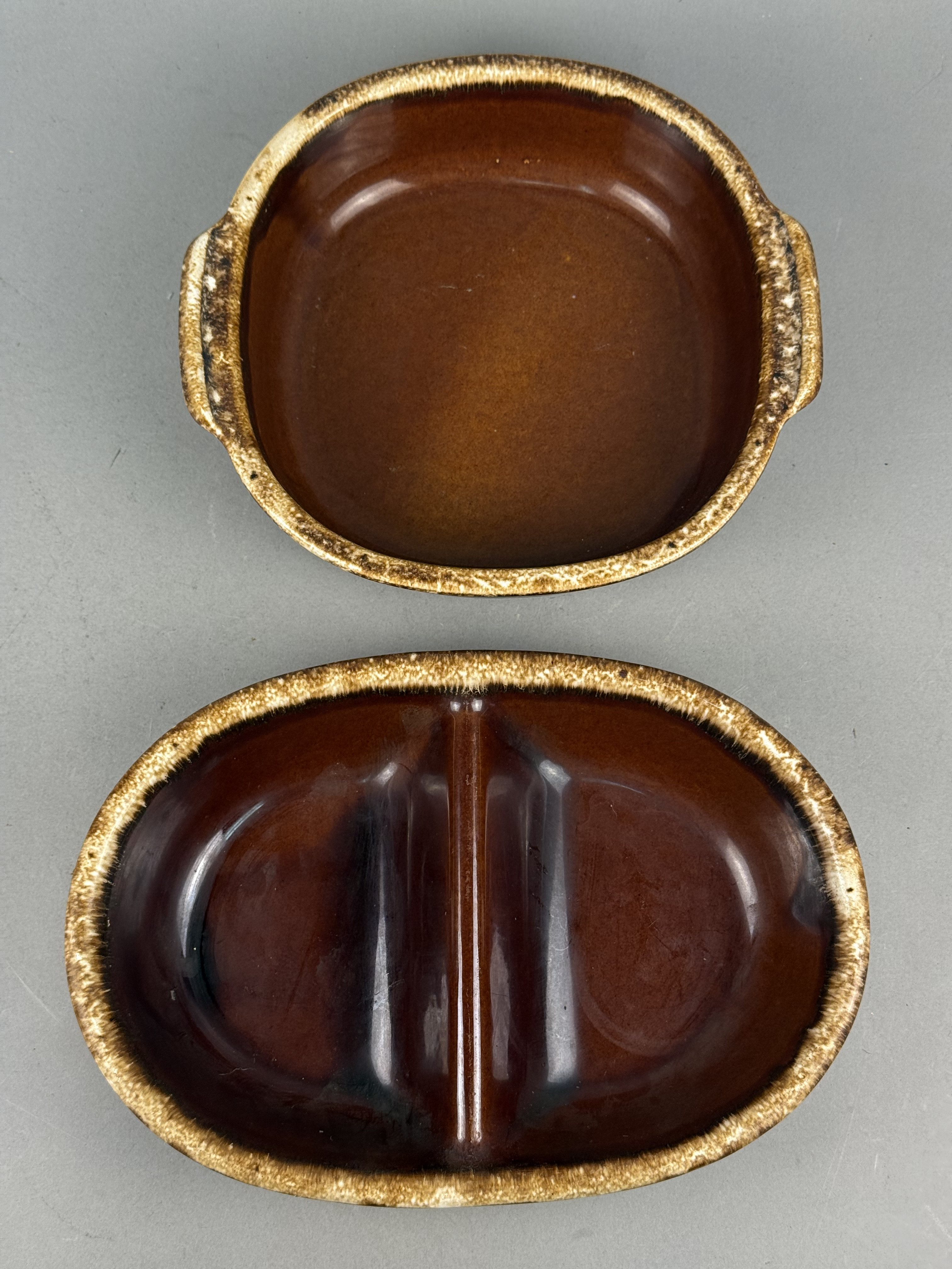 Hull Brown Drip Serving Dishes
