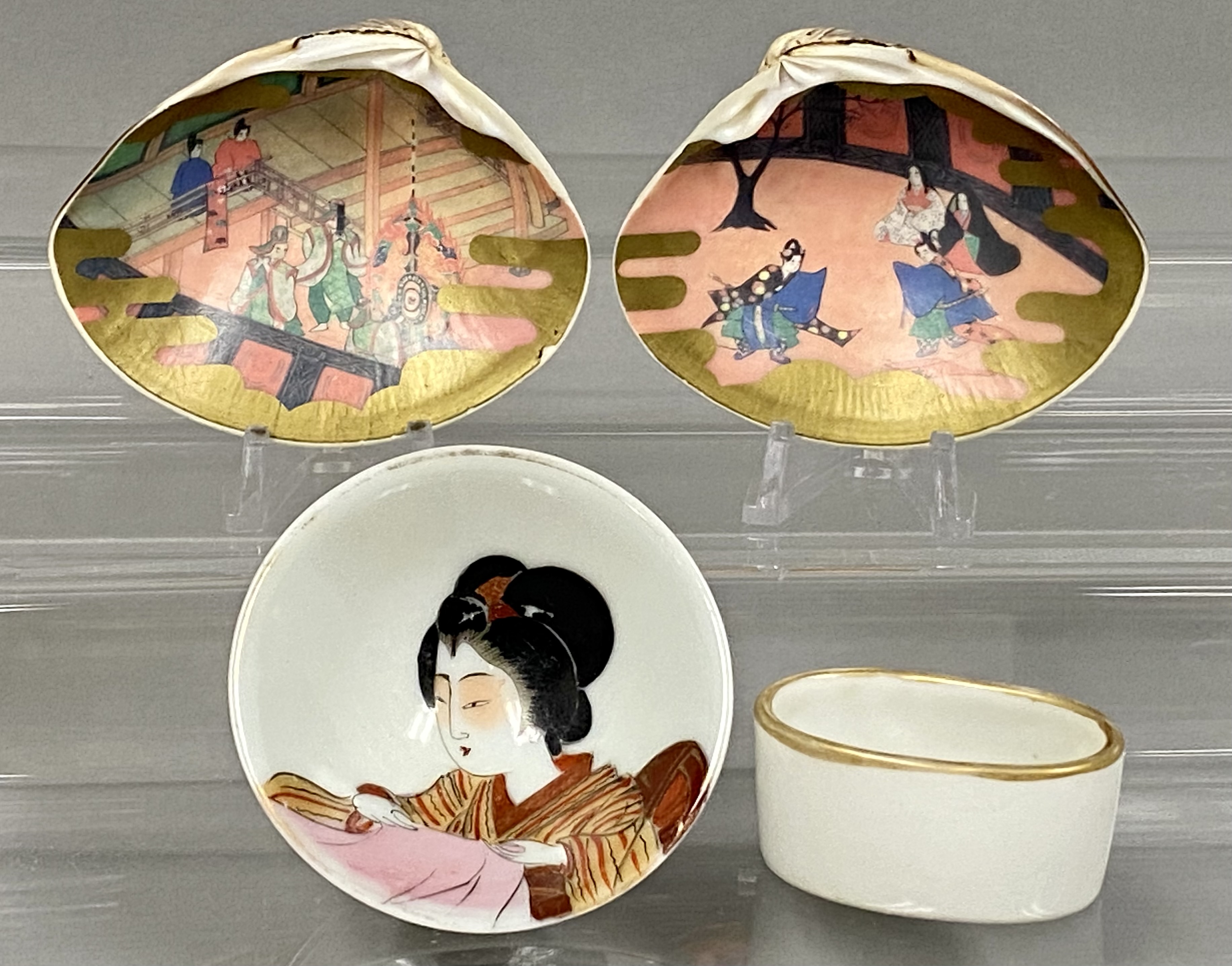 Japanese Kai-Awase Shells and Porcelain Salts