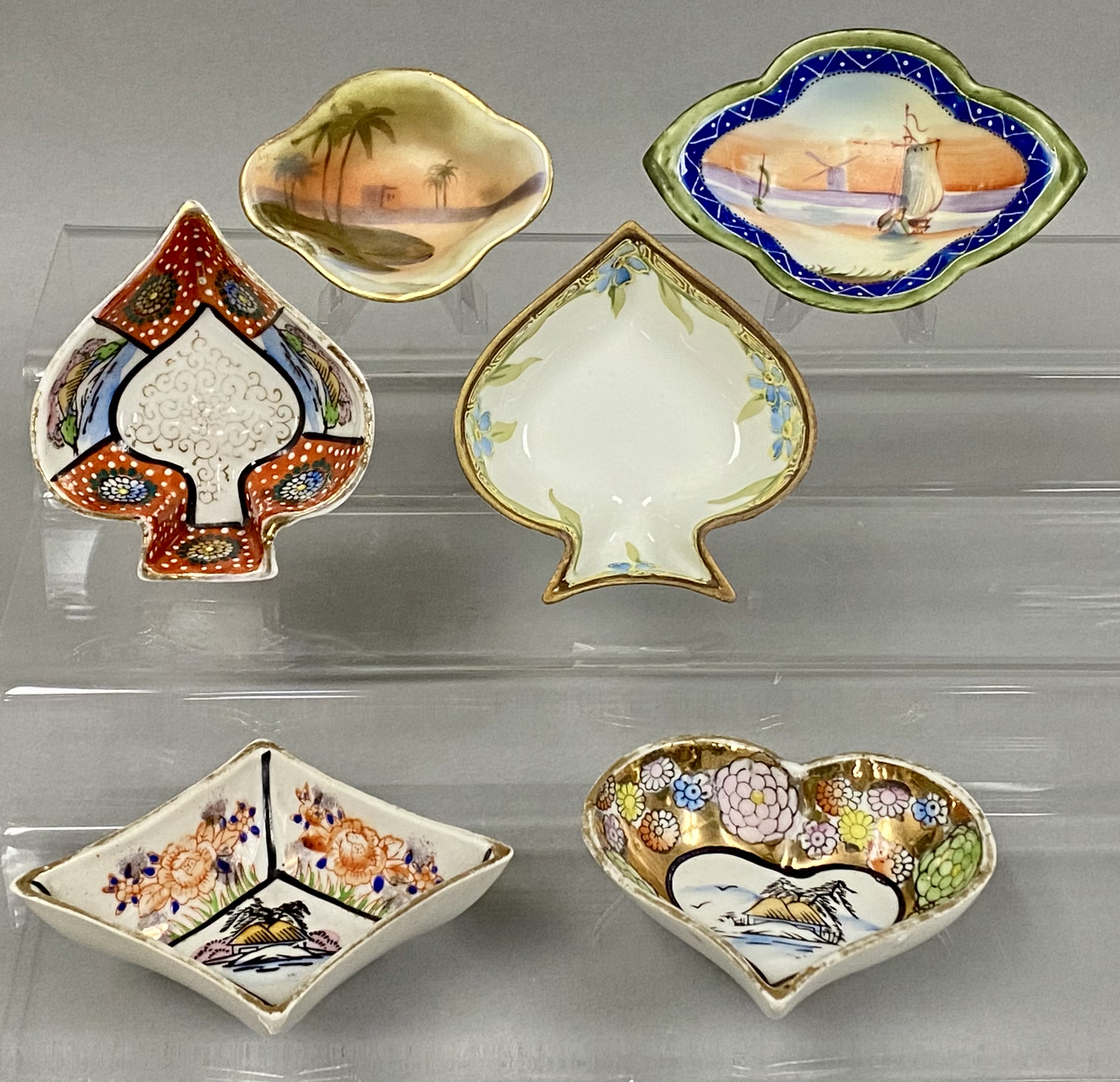Six Japanese Hand-Painted Porcelain Dishes