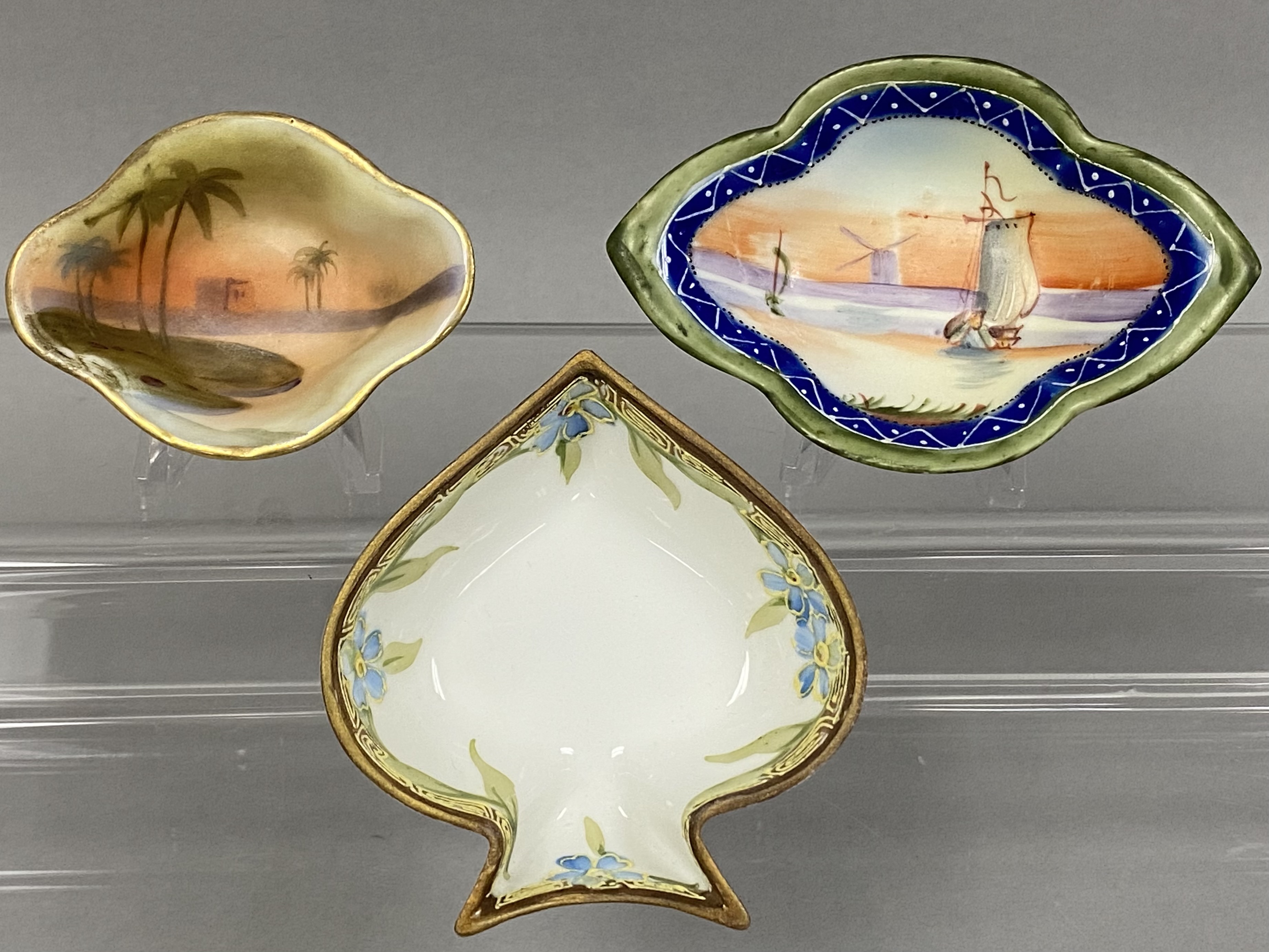 Six Japanese Hand-Painted Porcelain Dishes
