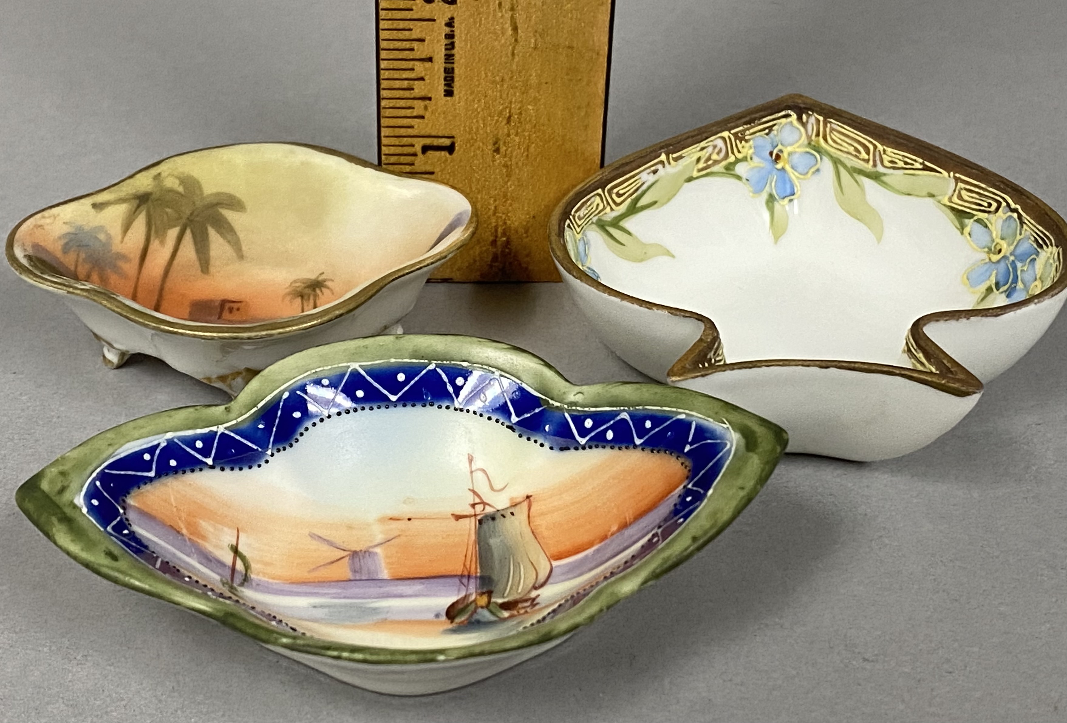 Six Japanese Hand-Painted Porcelain Dishes