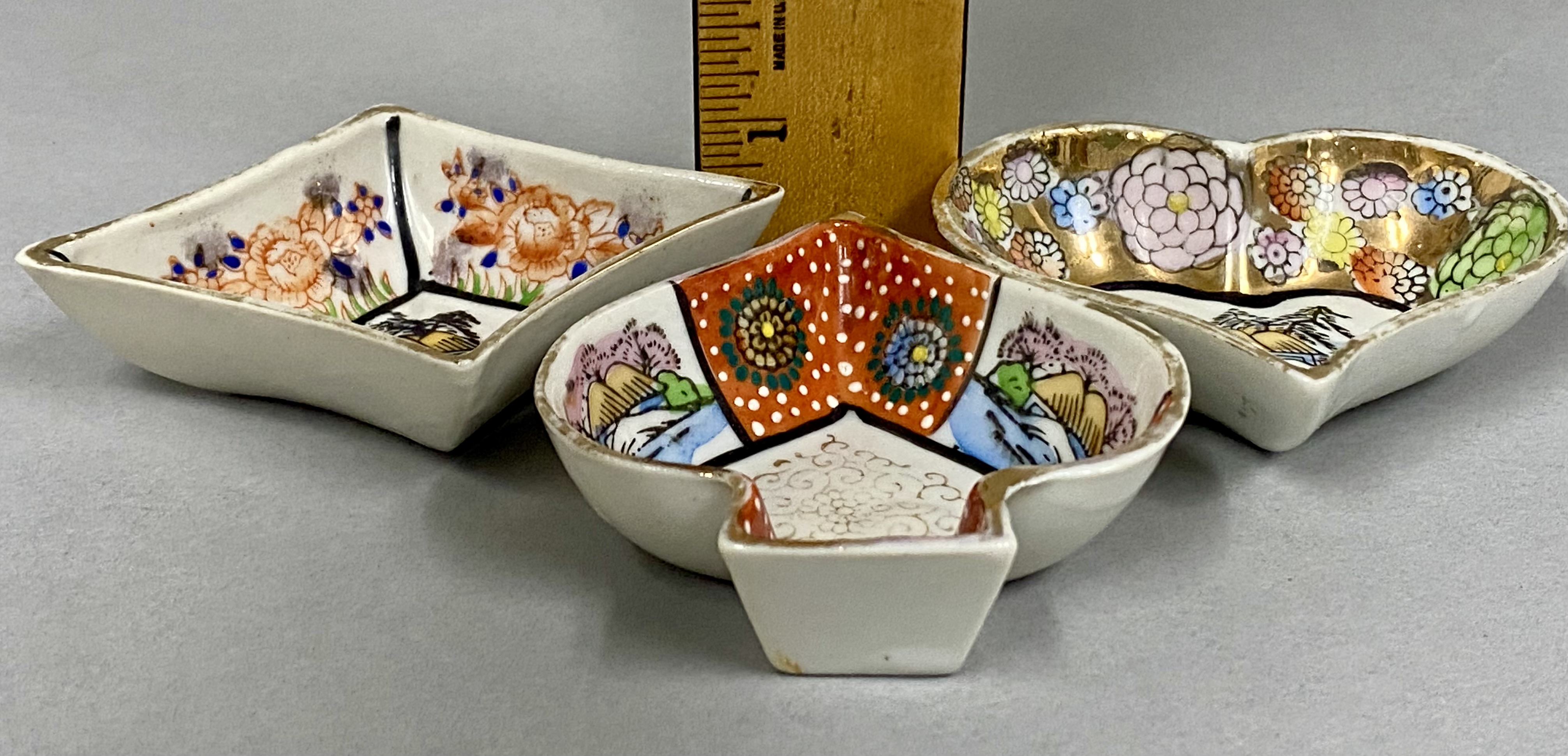 Six Japanese Hand-Painted Porcelain Dishes