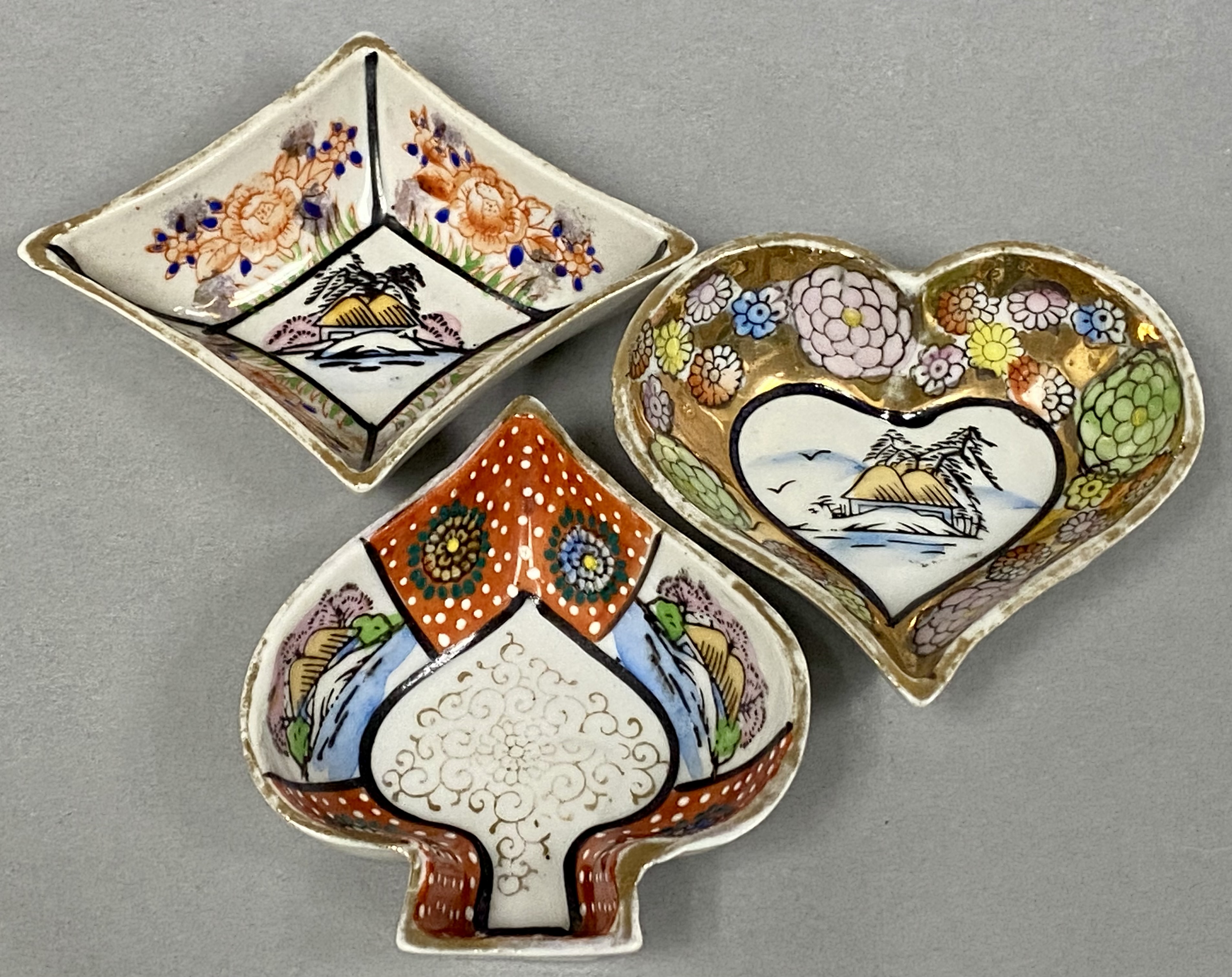 Six Japanese Hand-Painted Porcelain Dishes