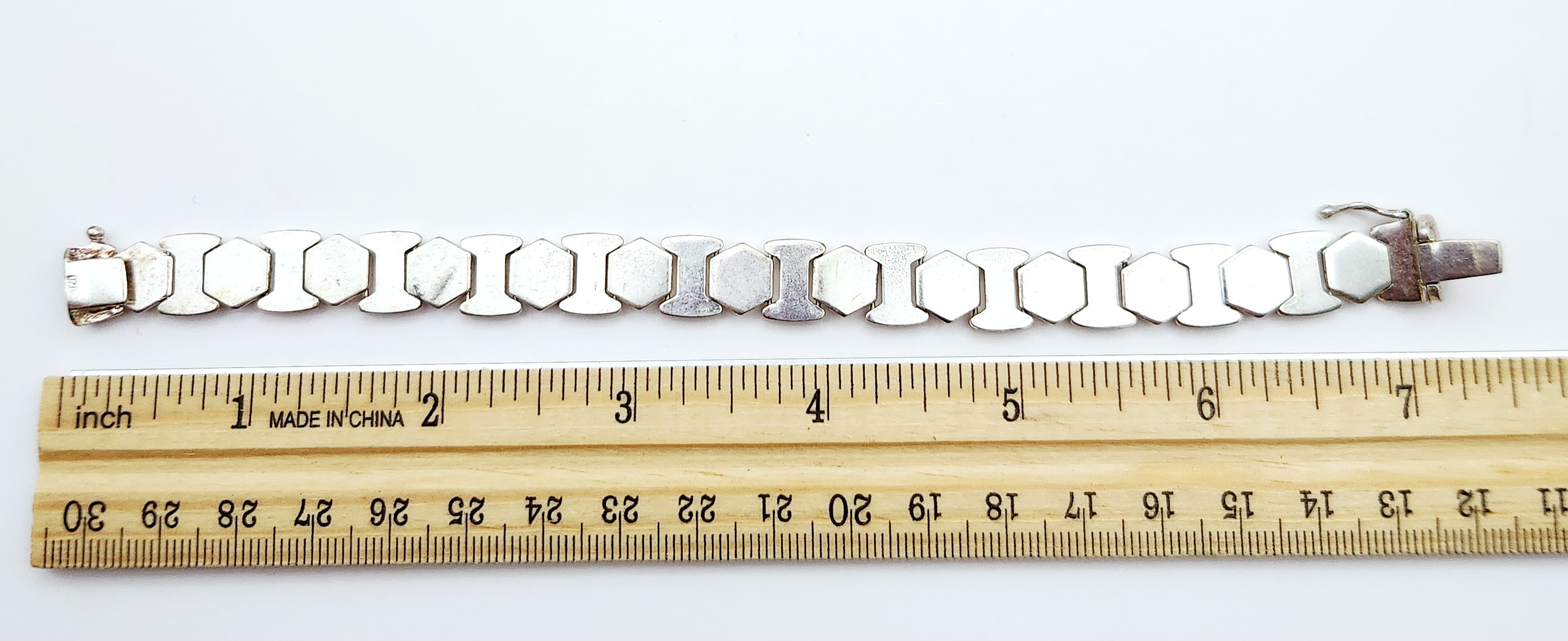 Sterling Geometric Link Bracelet 11.3 Grams