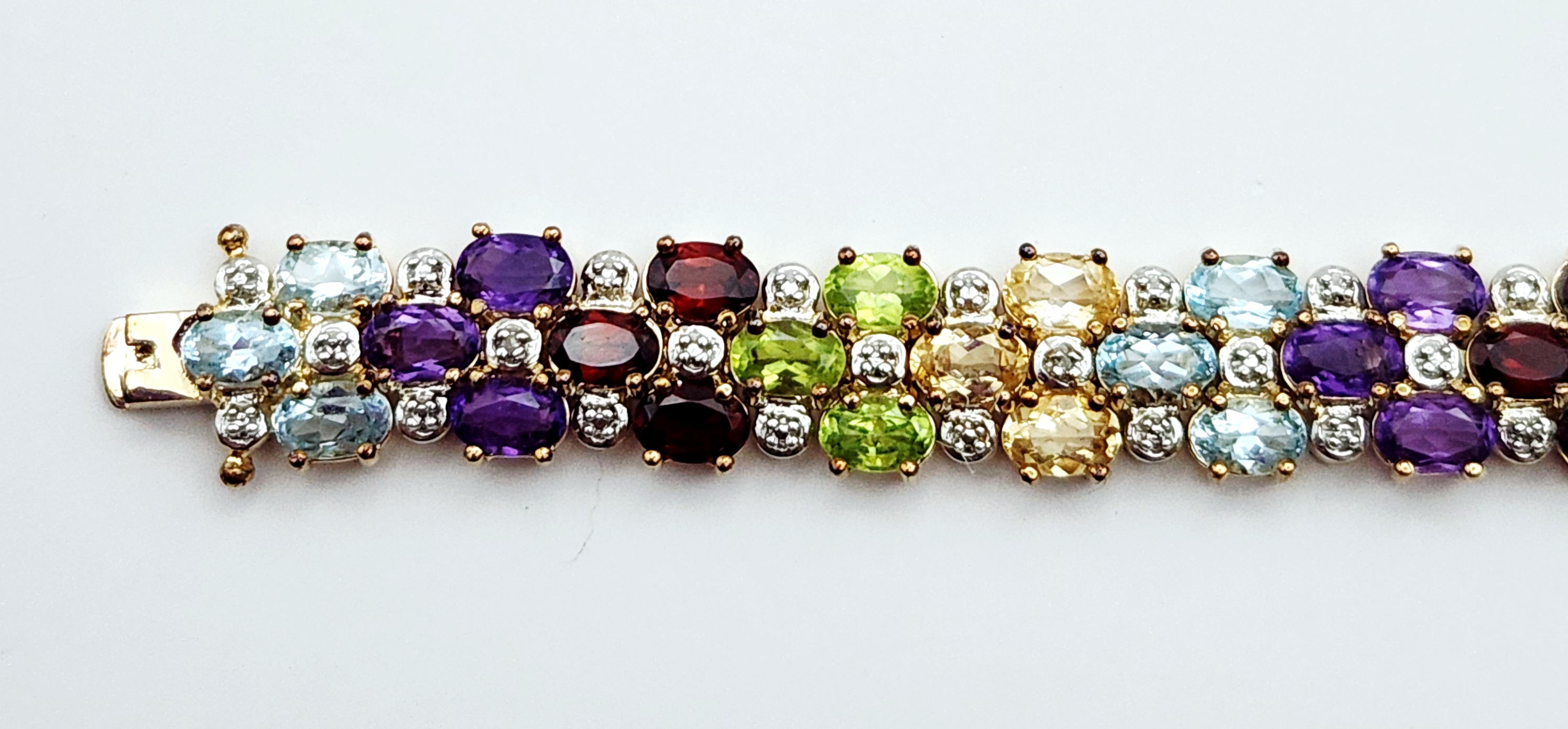 Multi-Gemstone Vermeil Bracelet 31.3 Grams