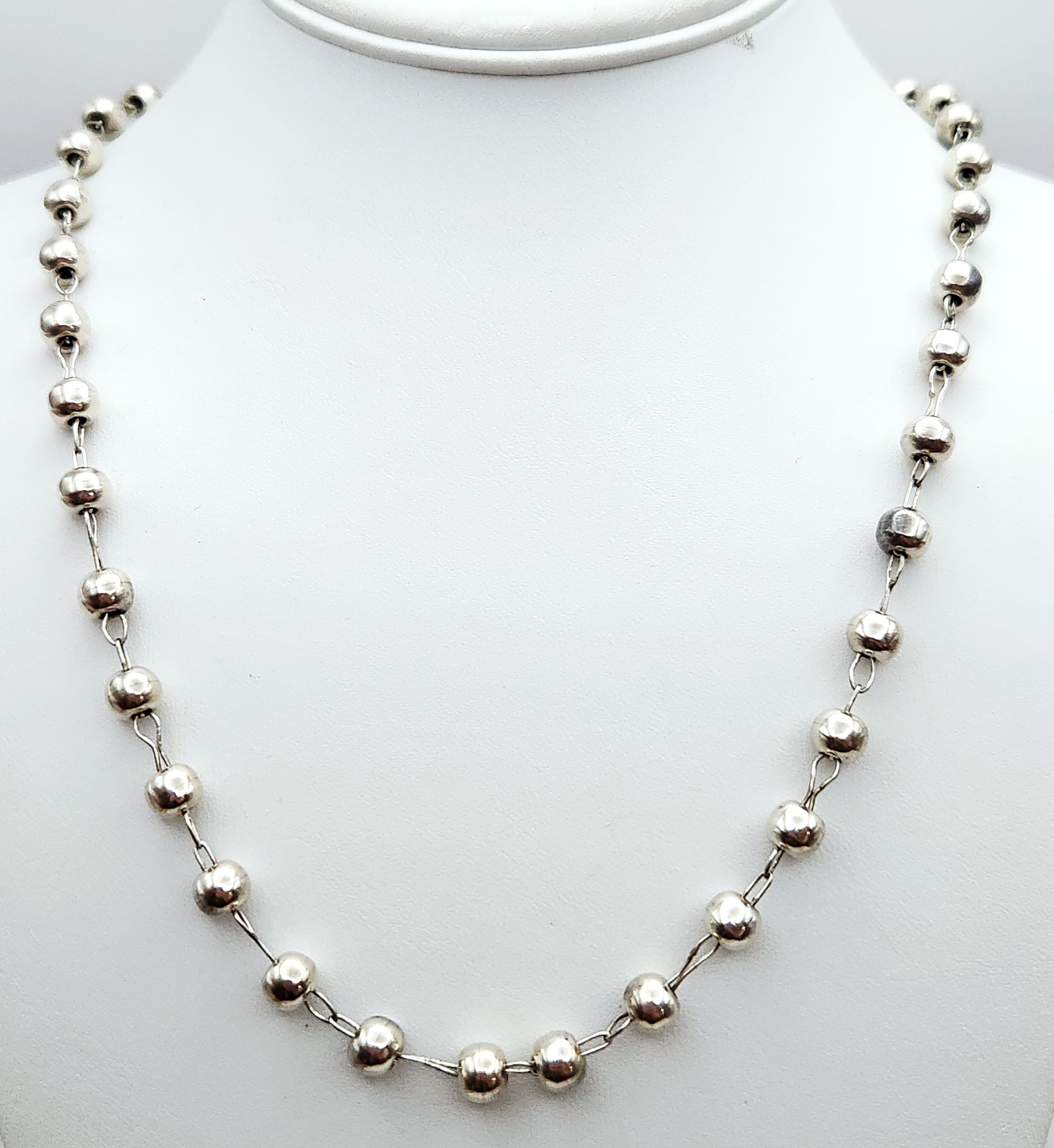 Sterling Beaded Necklace 35.3 Grams
