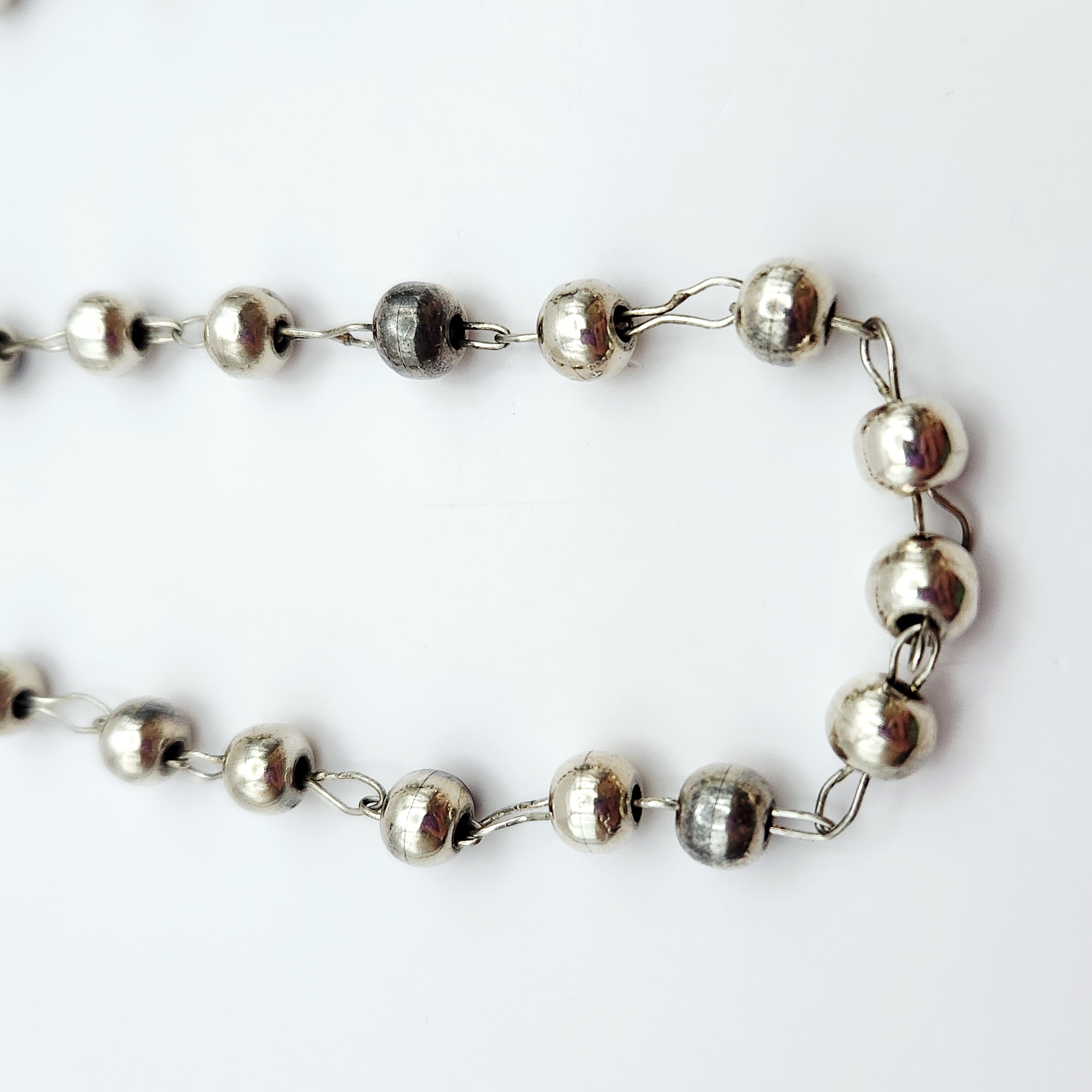 Sterling Beaded Necklace 35.3 Grams