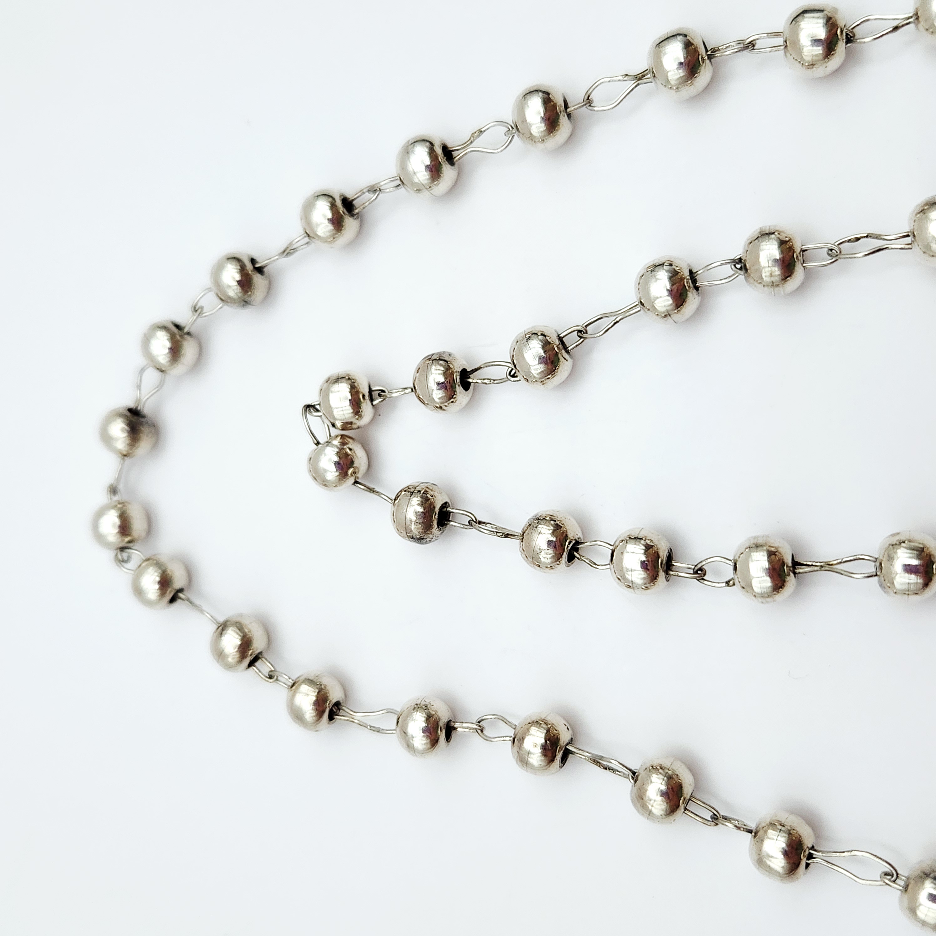Sterling Beaded Necklace 35.3 Grams