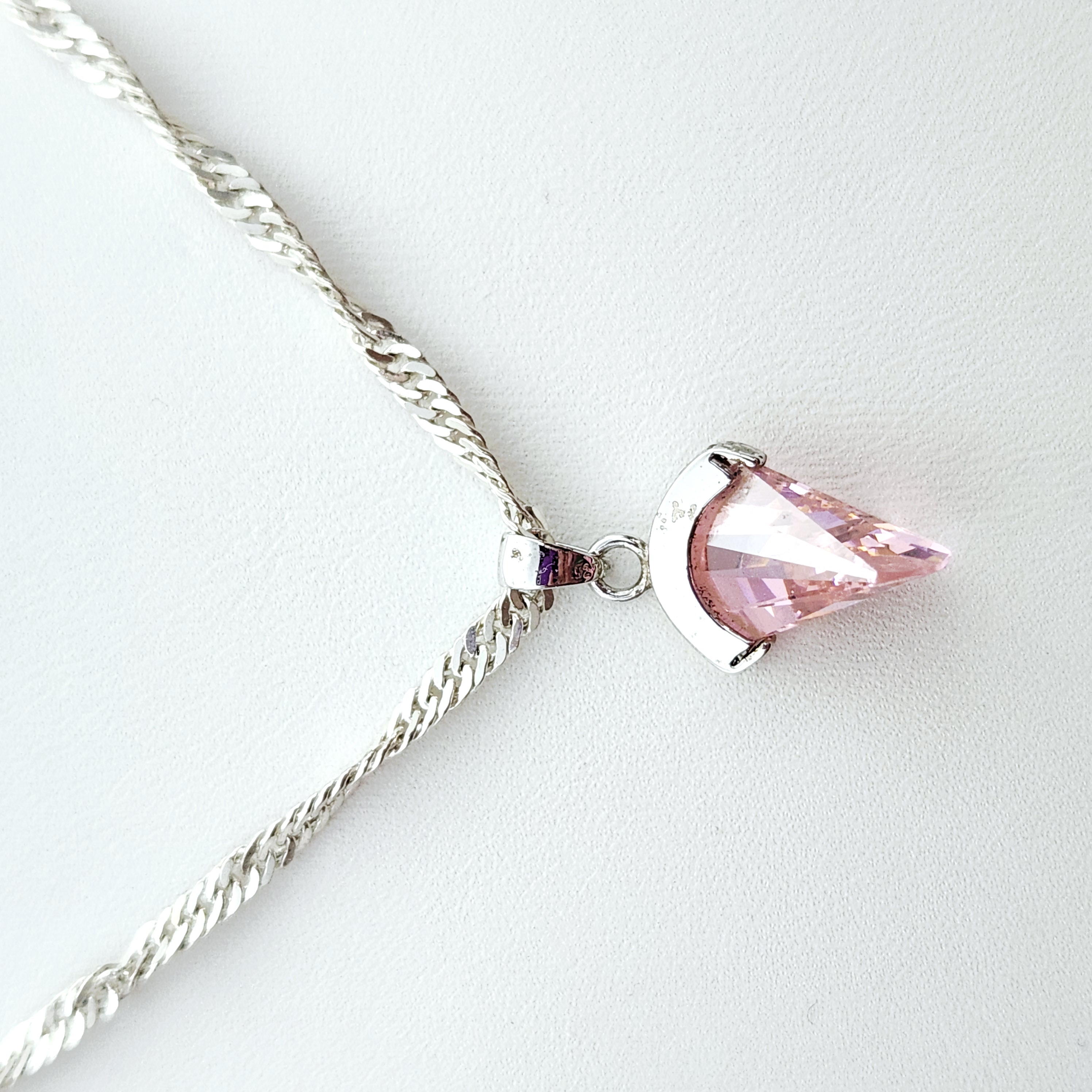 Sterling Pink Zircon Necklace 8.1 Grams