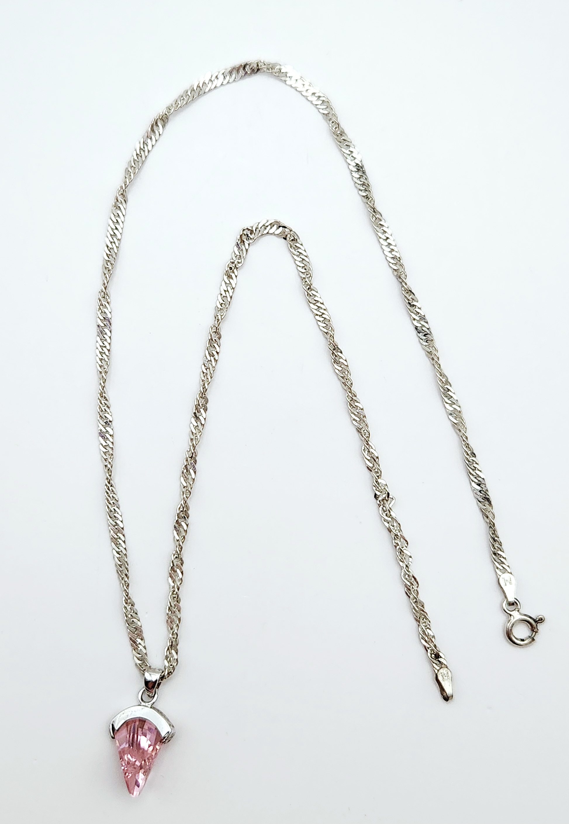 Sterling Pink Zircon Necklace 8.1 Grams