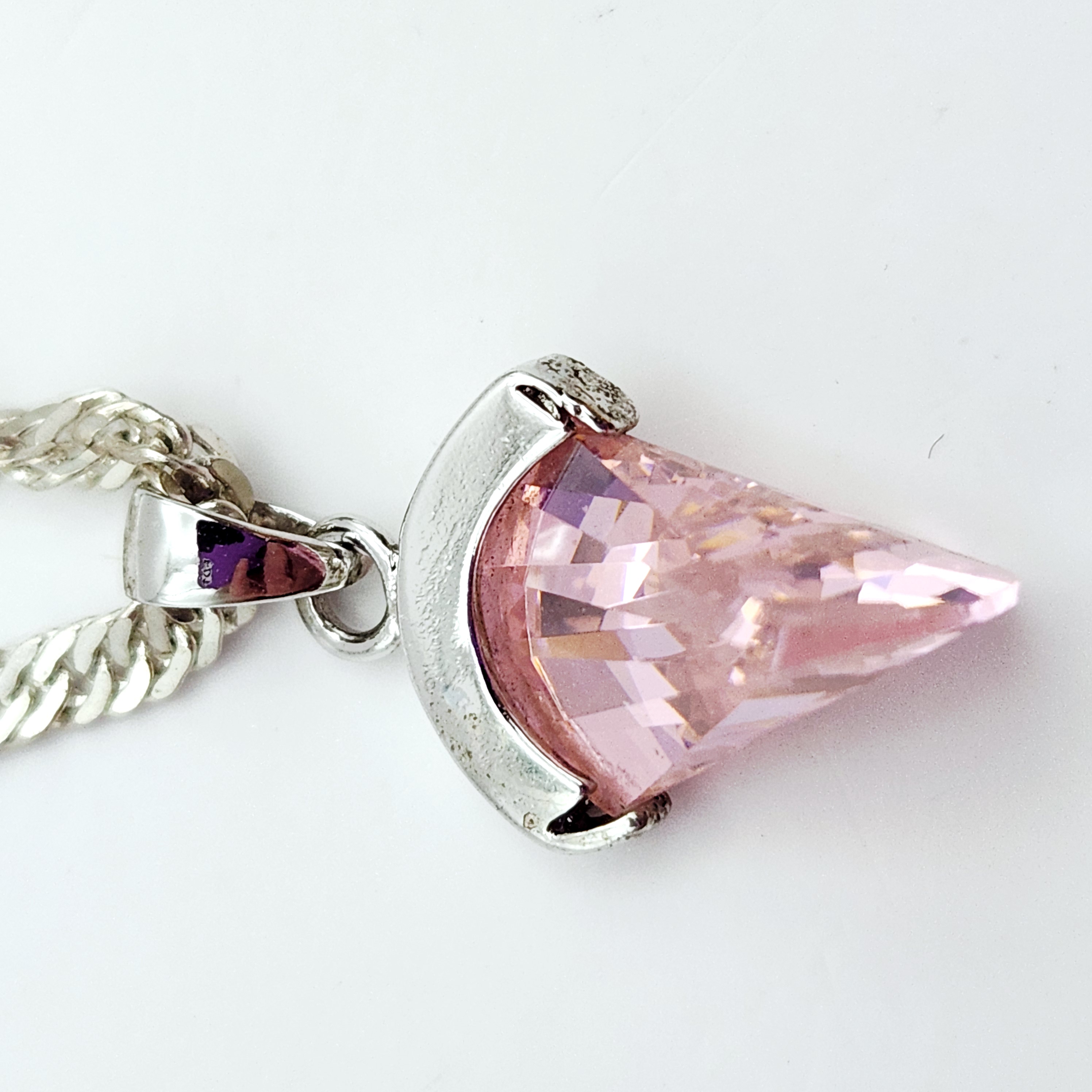Sterling Pink Zircon Necklace 8.1 Grams