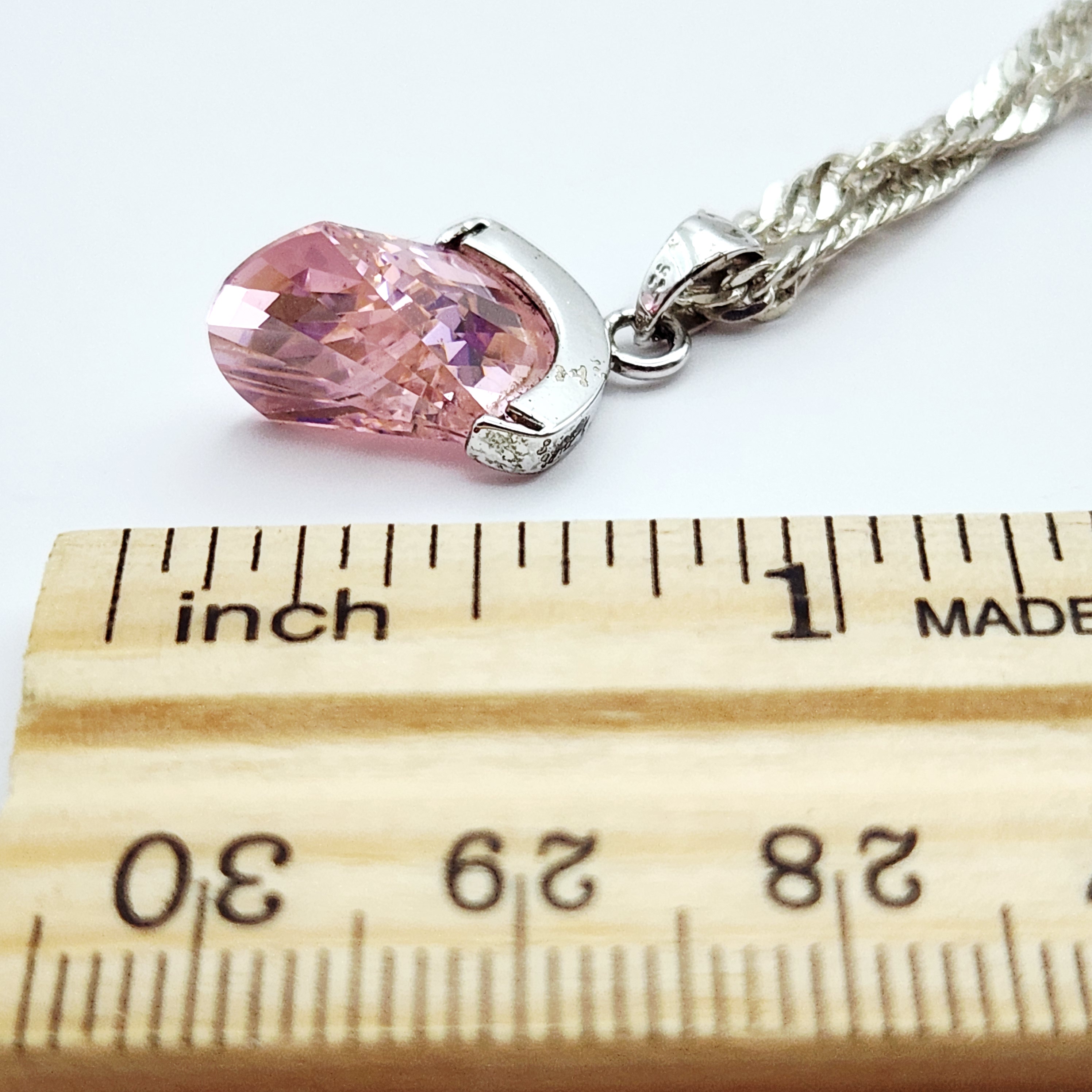 Sterling Pink Zircon Necklace 8.1 Grams