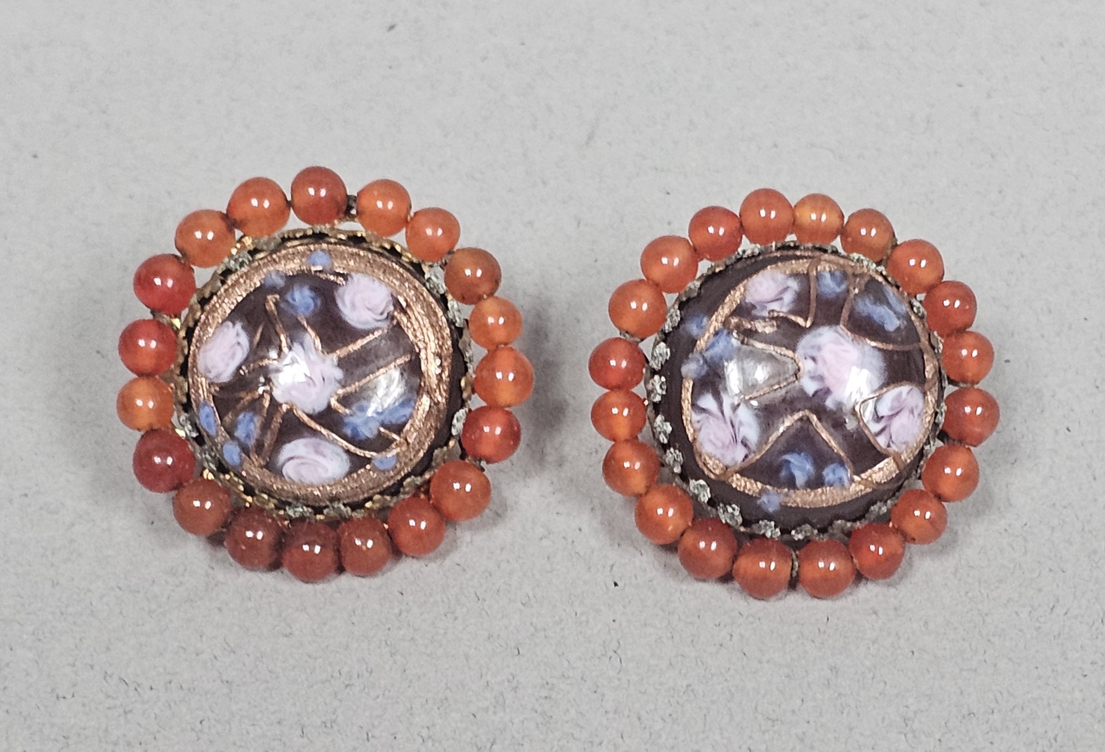 Ornella Italy Beaded Millefiori Earrings