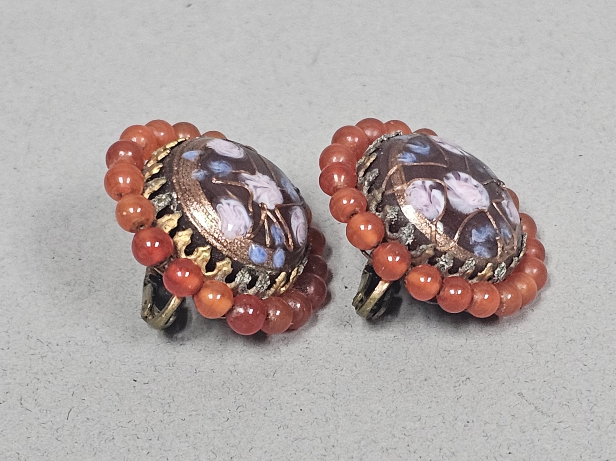 Ornella Italy Beaded Millefiori Earrings