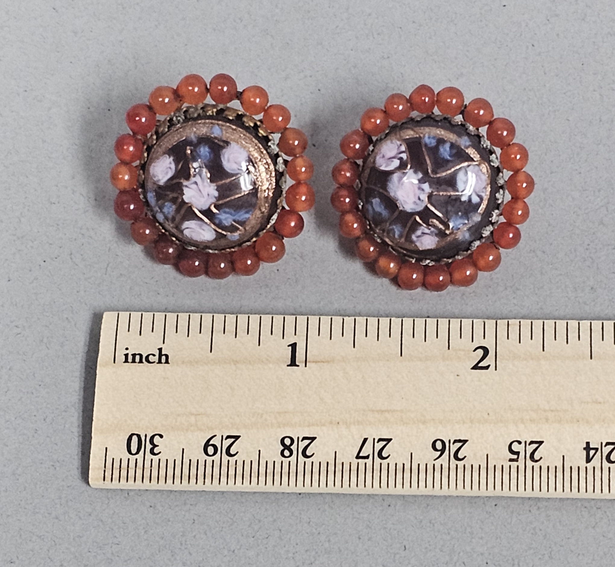 Ornella Italy Beaded Millefiori Earrings