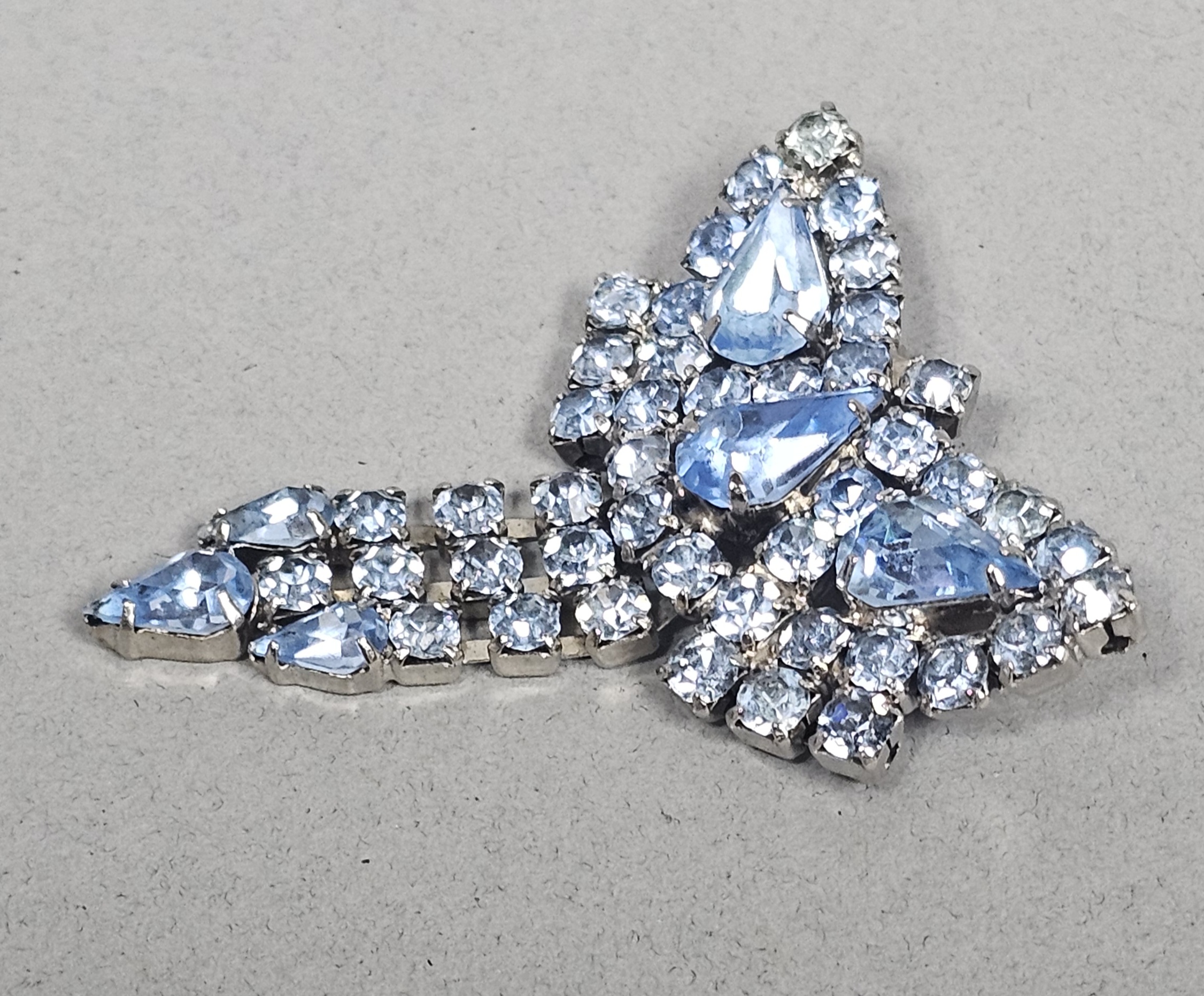Kramer Blue Rhinestone Fringe Brooch