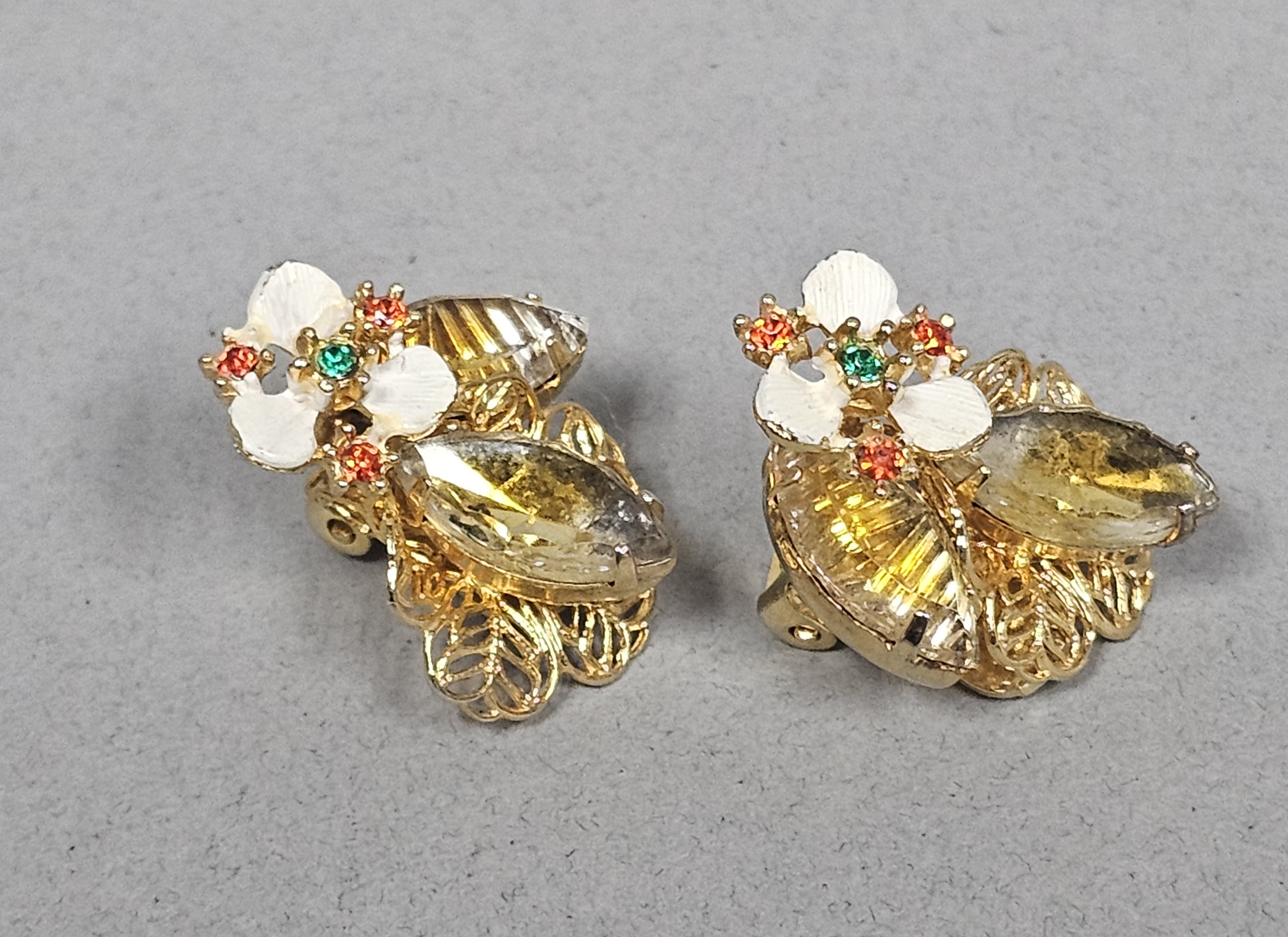 Mid-Century Amber and Enamel Demi-Parure