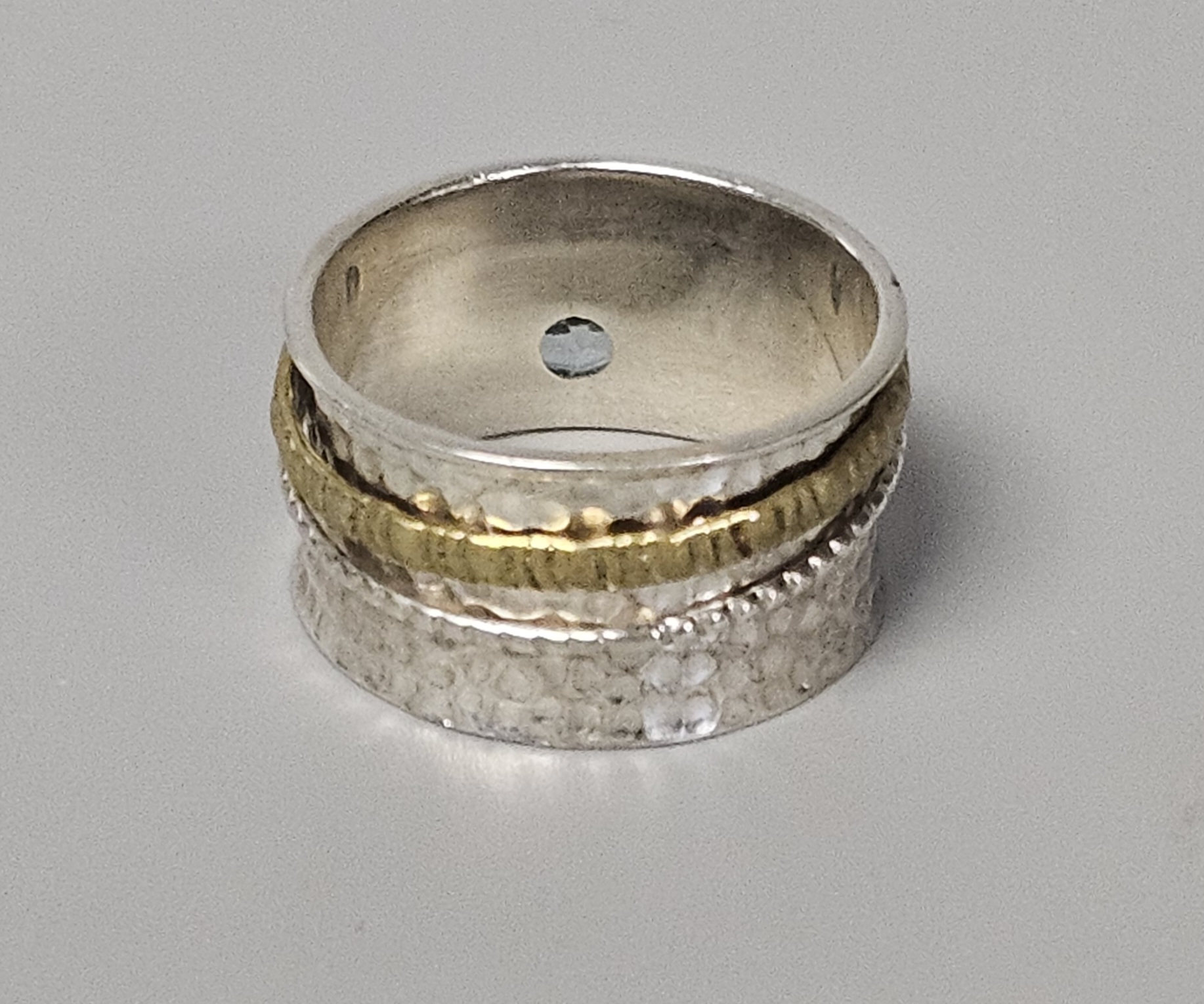 Sterling Silver and Gemstone Spinner Ring 6.2 Grams