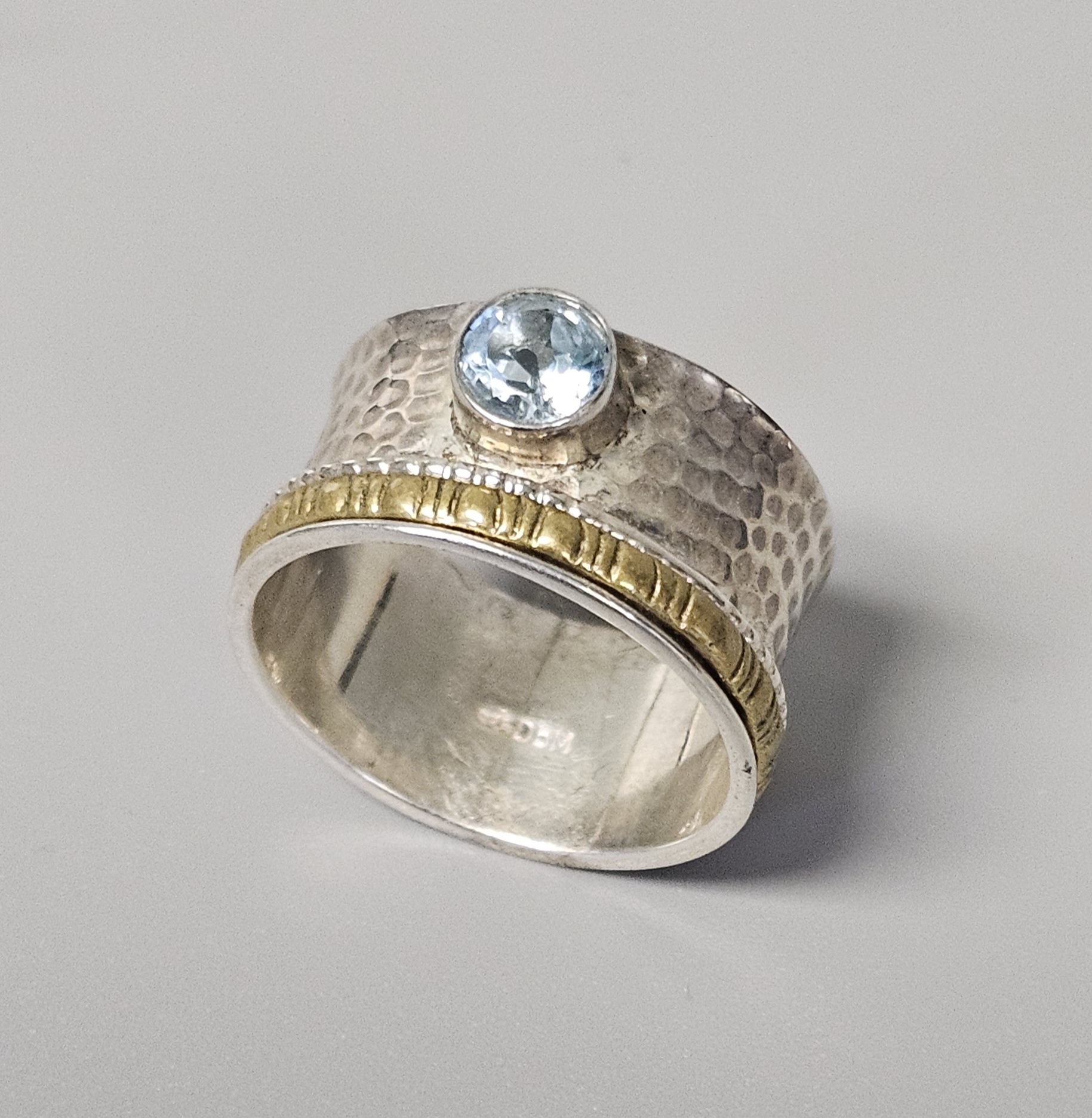 Sterling Silver and Gemstone Spinner Ring 6.2 Grams