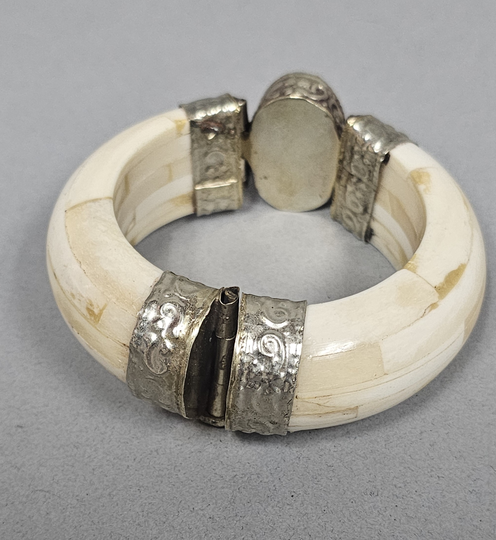 Bone and Carnelian Hinged Bangle