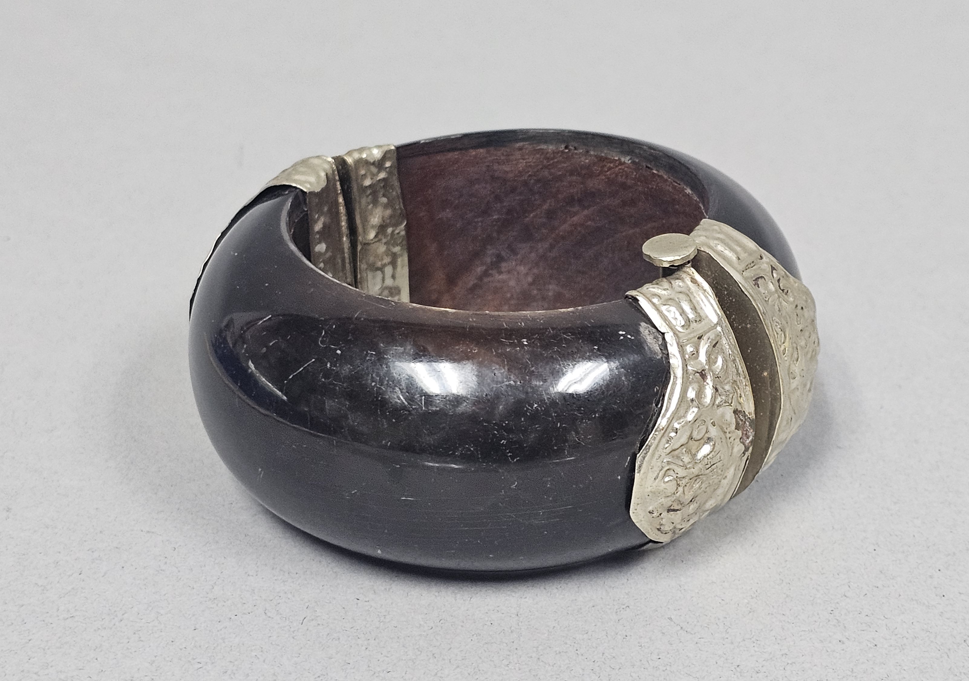 Mexican Sterling Silver and Wood Bangle