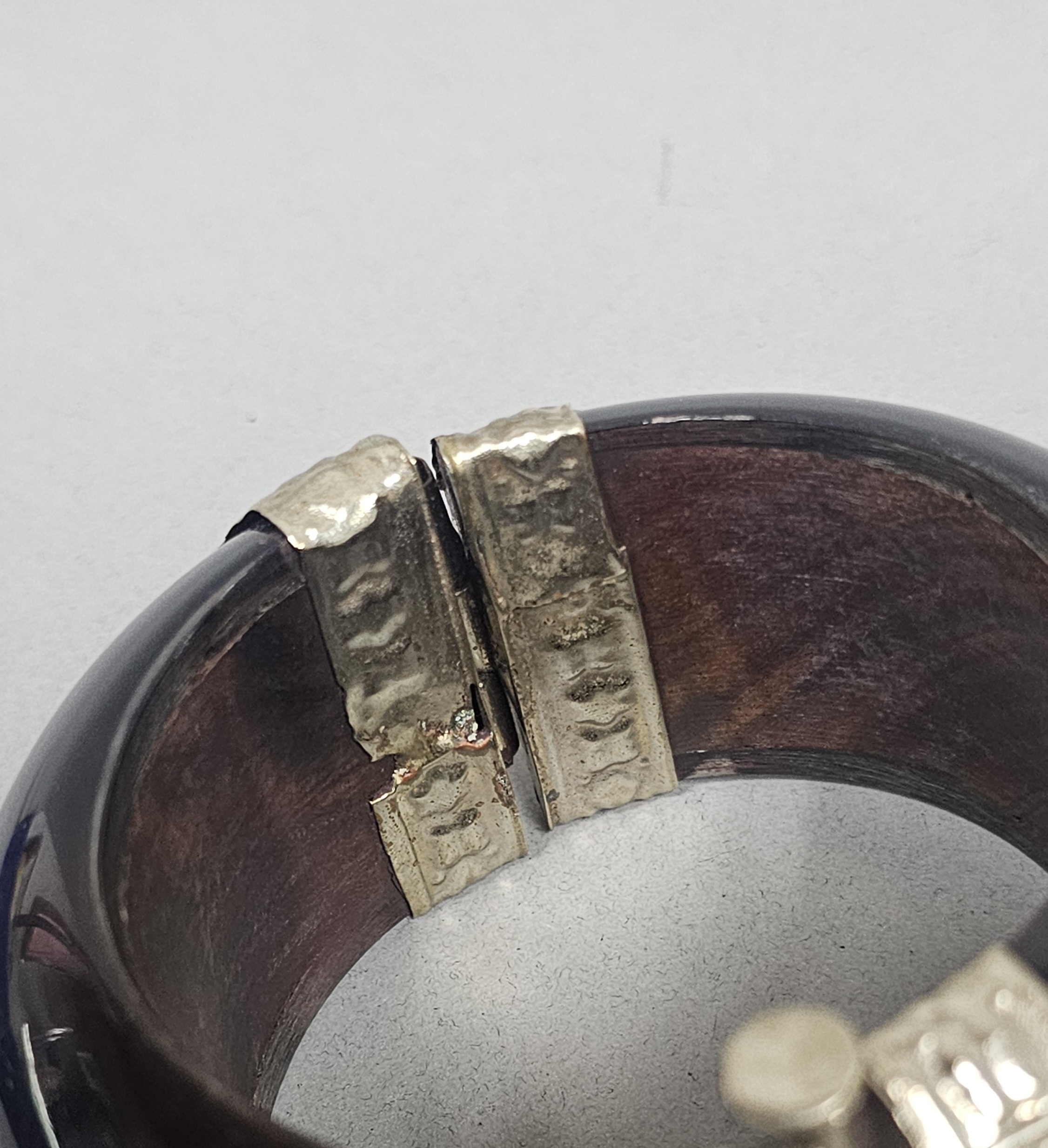 Mexican Sterling Silver and Wood Bangle