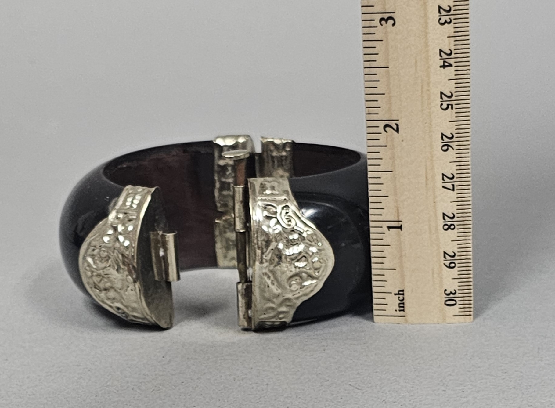 Mexican Sterling Silver and Wood Bangle