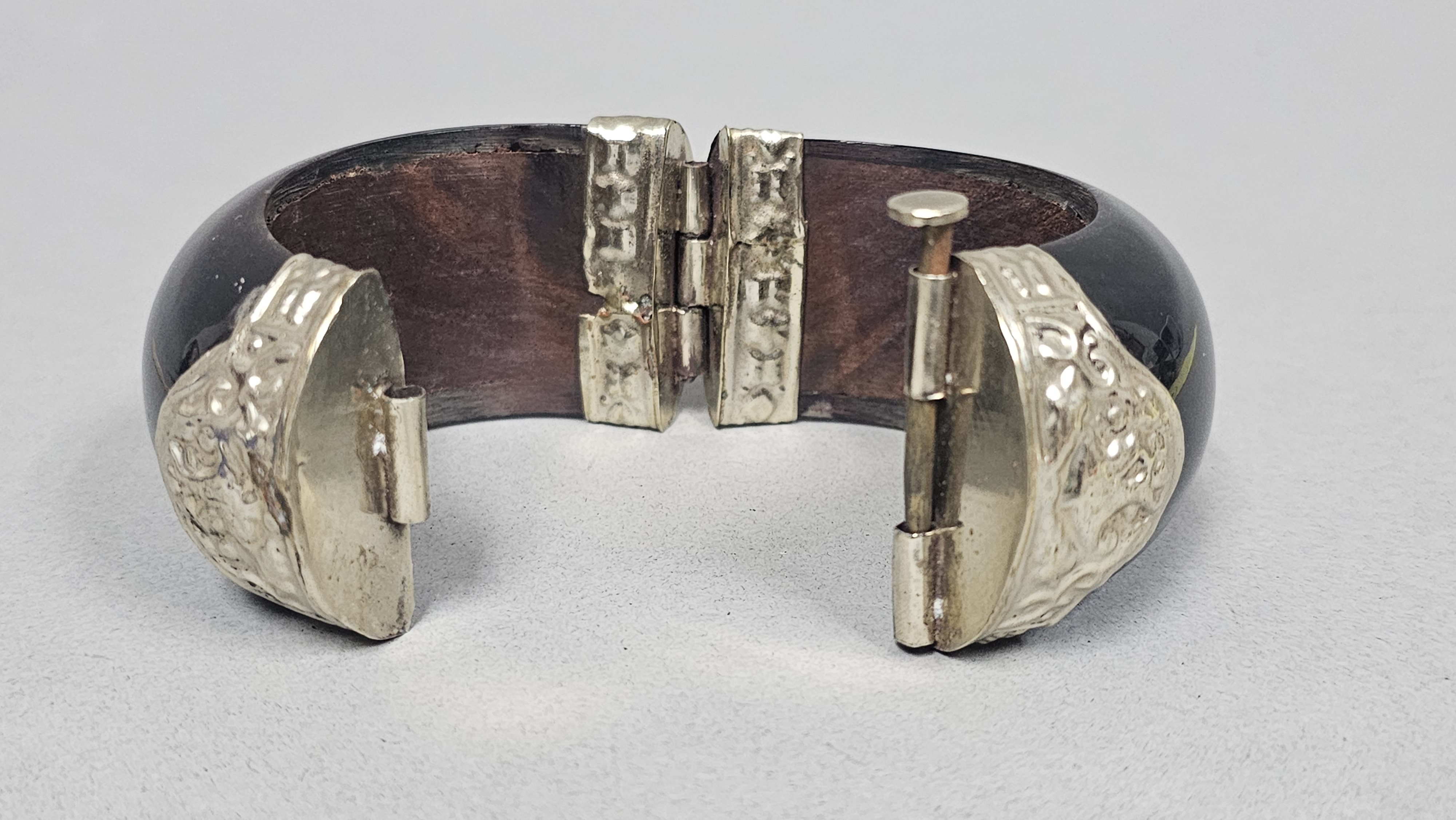 Mexican Sterling Silver and Wood Bangle