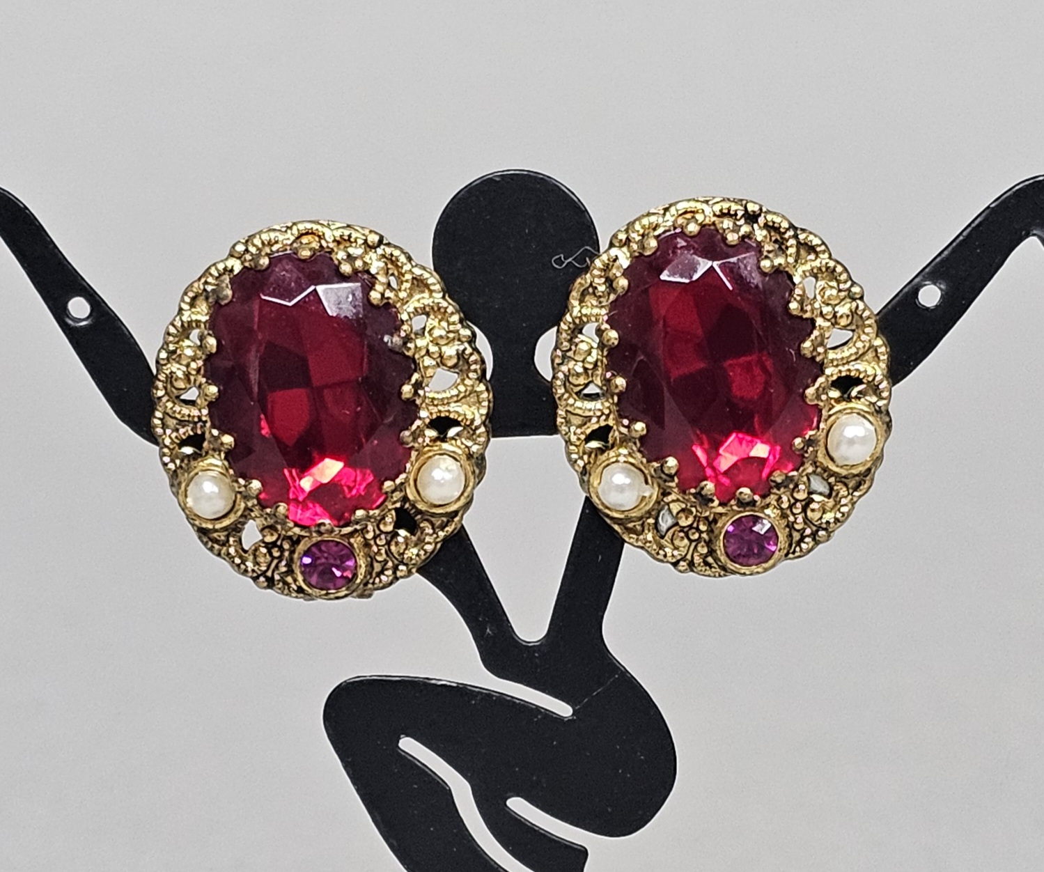 West German Red Glass Earrings