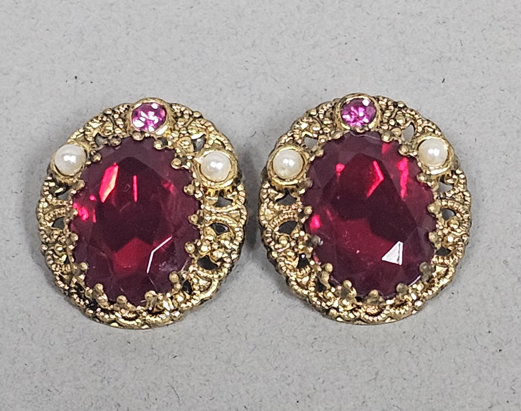 West German Red Glass Earrings