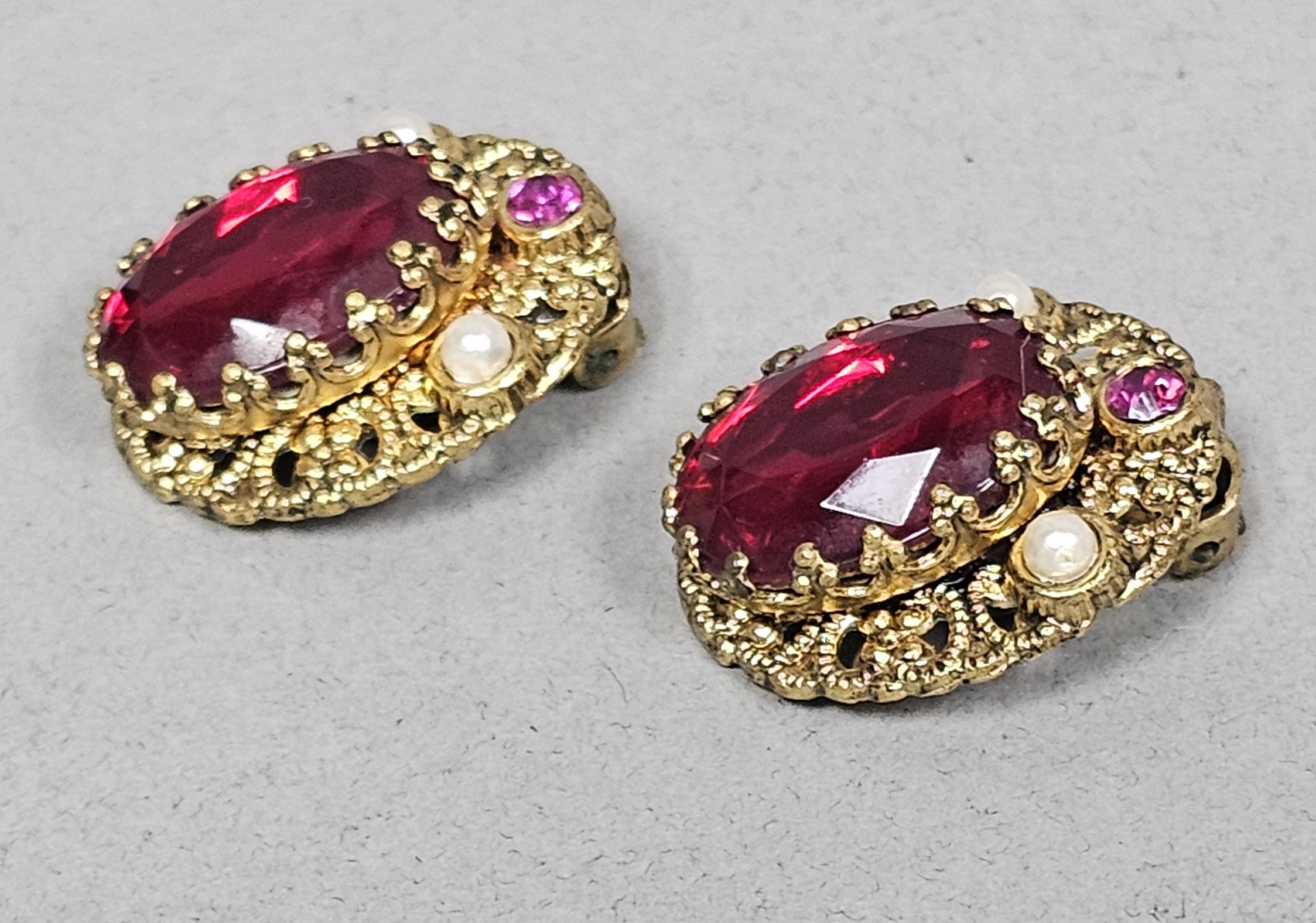 West German Red Glass Earrings
