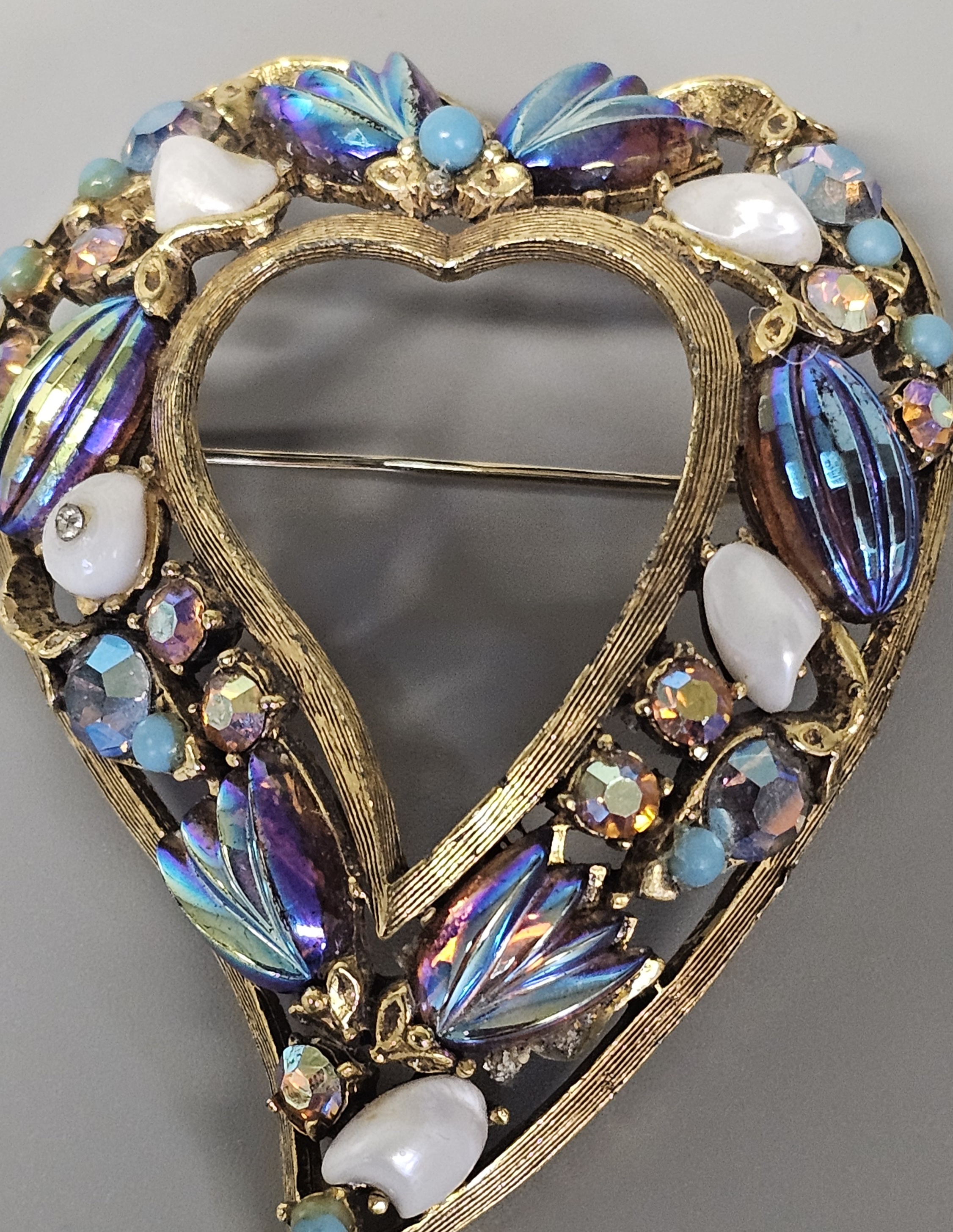 Florenza Multi-Stone Heart Brooch